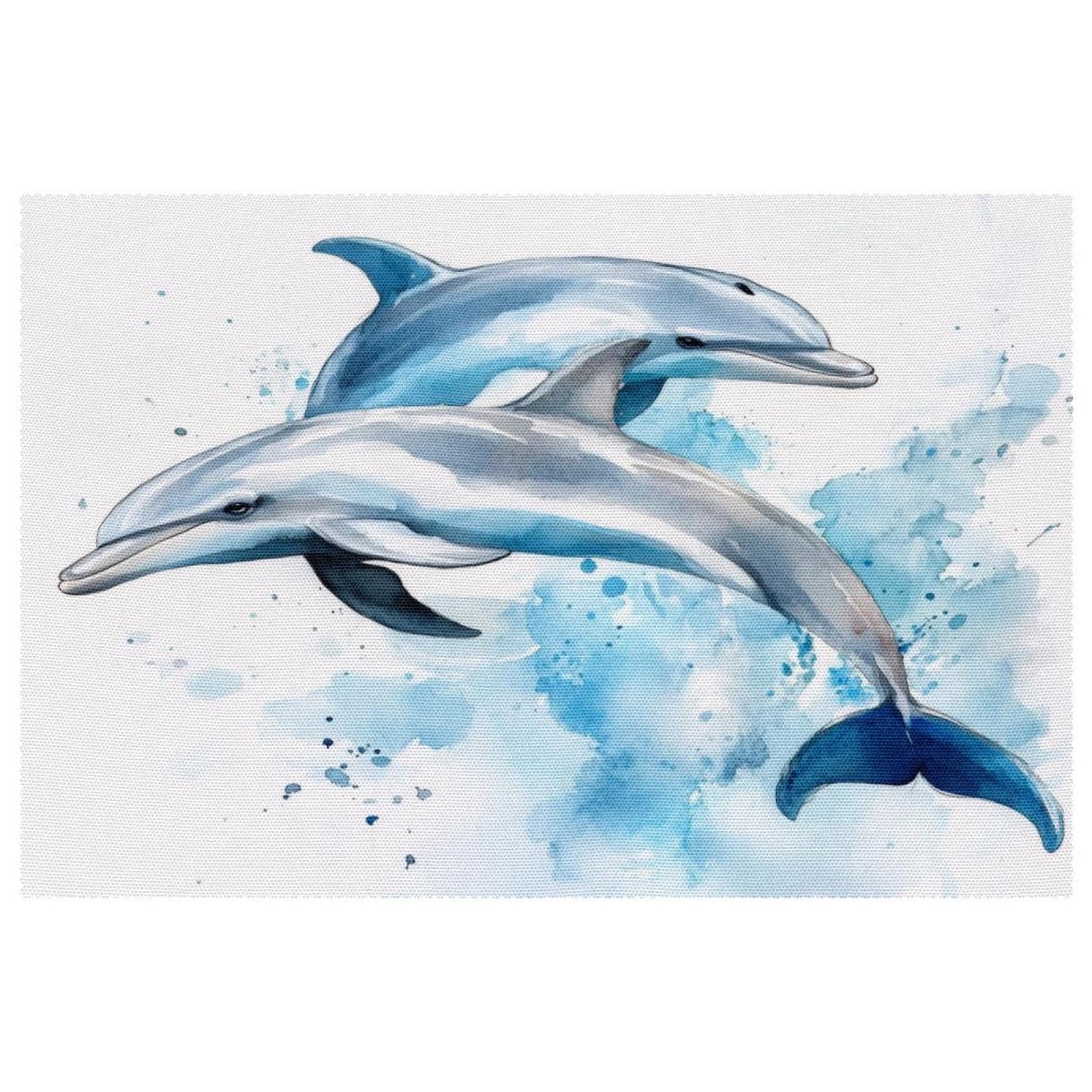 Set de table bleu dauphin antidérapant et résistant à la chaleur pour salle à manger x6