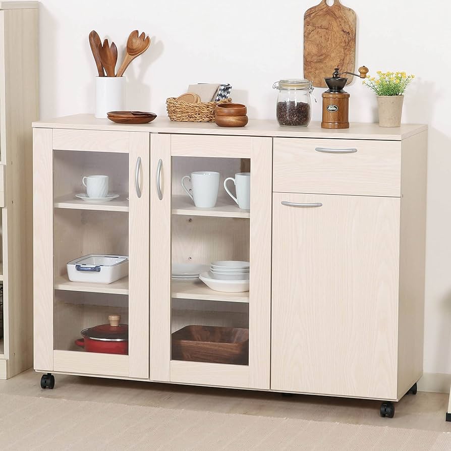 Amazon.co.jp: 不二貿易 食器棚 キッチン収納 幅115.2×奥行39.8×高さ84