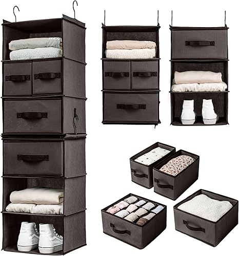 SMIRLY Organizador de armario colgante de 6 estantes con cajones, organizador colgante de armario, organizador colgante de armario, organizador de SMIRLY Organizador de armario colgante de 6 estantes con cajones, organizador colgante de armario, organizador colgante de armario, organizador de