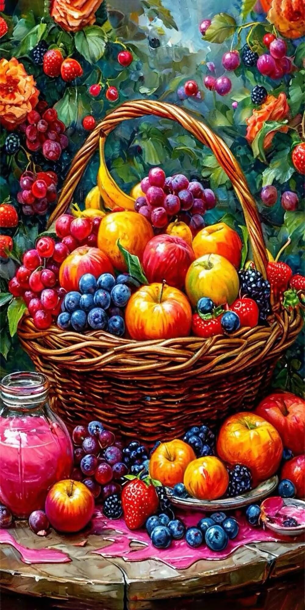 Duży kolorowy obraz diamentowy 70 x 140 cm, rzemiosło dla dorosłych n5w-523 | Duże owoce obraz pełny obraz diamentowy, DIY diamentowe malowanie dorosłych, nowoczesne zdjęcia dekoracja salonu
