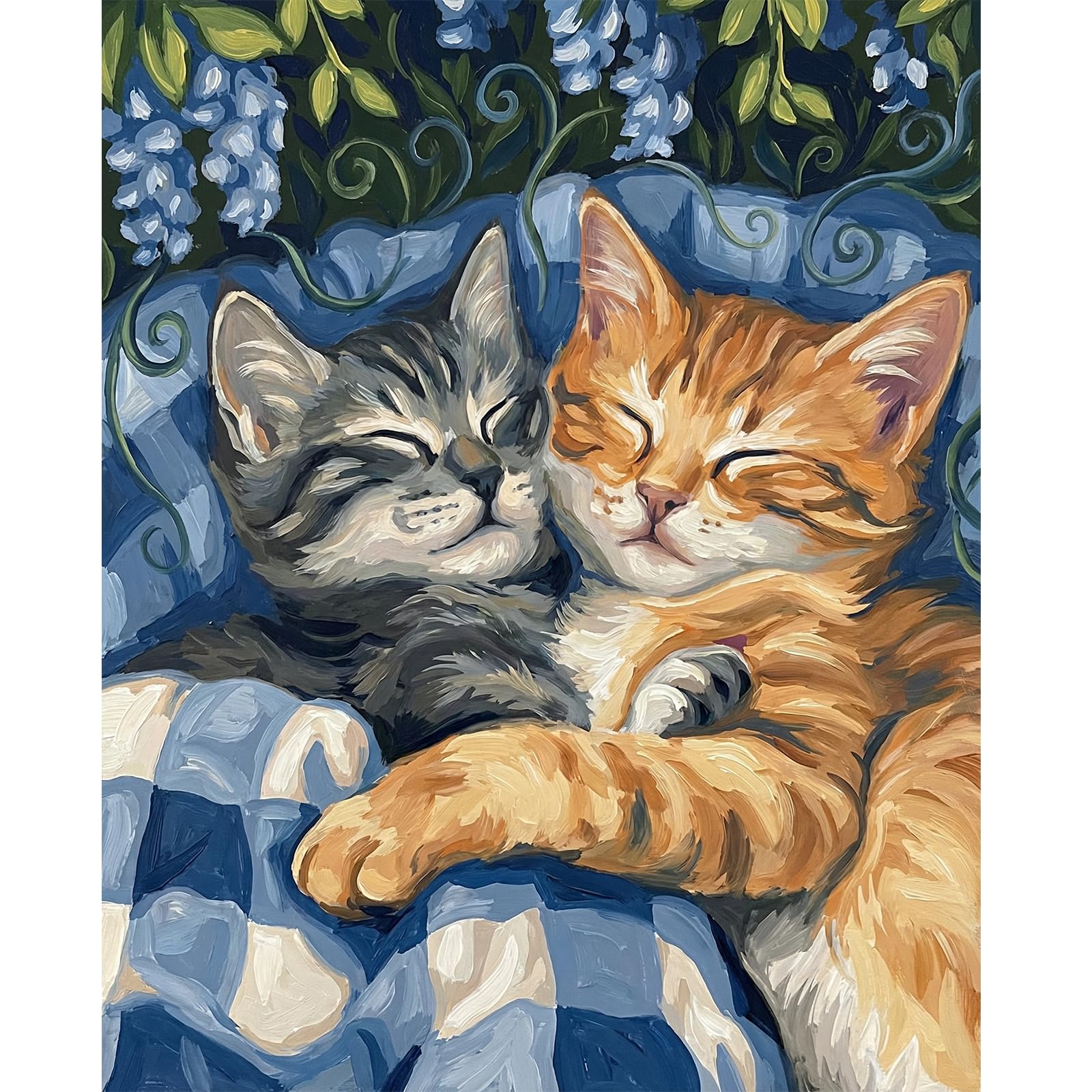 Animals Paint by Numbers for Adults Paint by Numbers Kits, DIY Canvas Oil Painting Kit for Beginners Adult Kids, Ideal Home Wall Decor for Cat Lovers(Two Lazy Cats) 40 x 50 cm