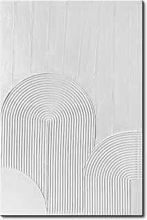 Hand Painted White Textured Wall Art 24x36 inch,Contemporary Abstract Minimalist 3D Oil Painting on Canvas for Wall Decorations