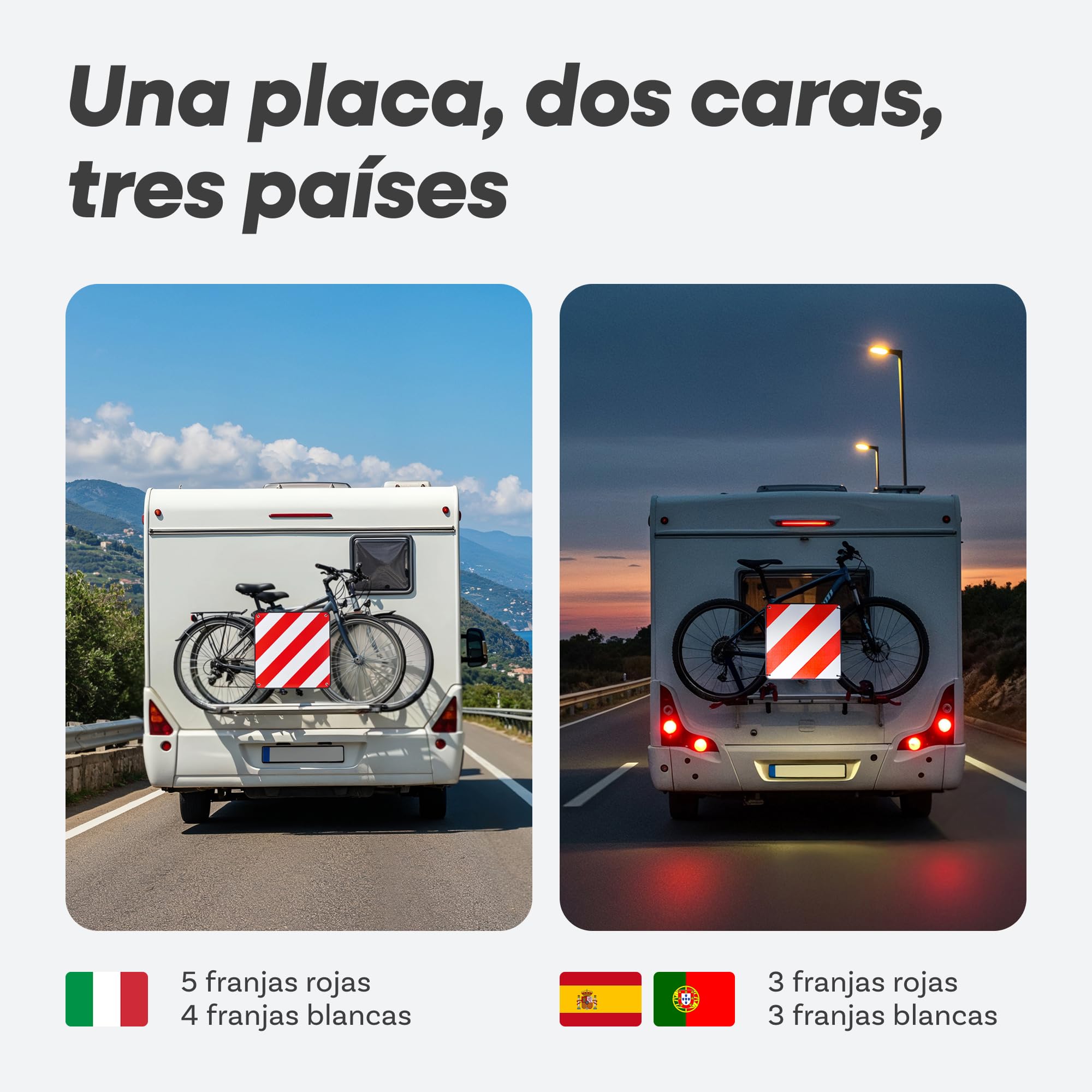 Prowiste Placa V20 Homologada – Señal V20 para portabicicletas – ECE R70 – Válida en Italia, España & Portugal – Aluminio Robusto – Montaje fácil con Correas & Bolsa (50×50 cm) | Aluminio robusto, fácil montaje con correas tensoras, incluye bolsa, señal d
