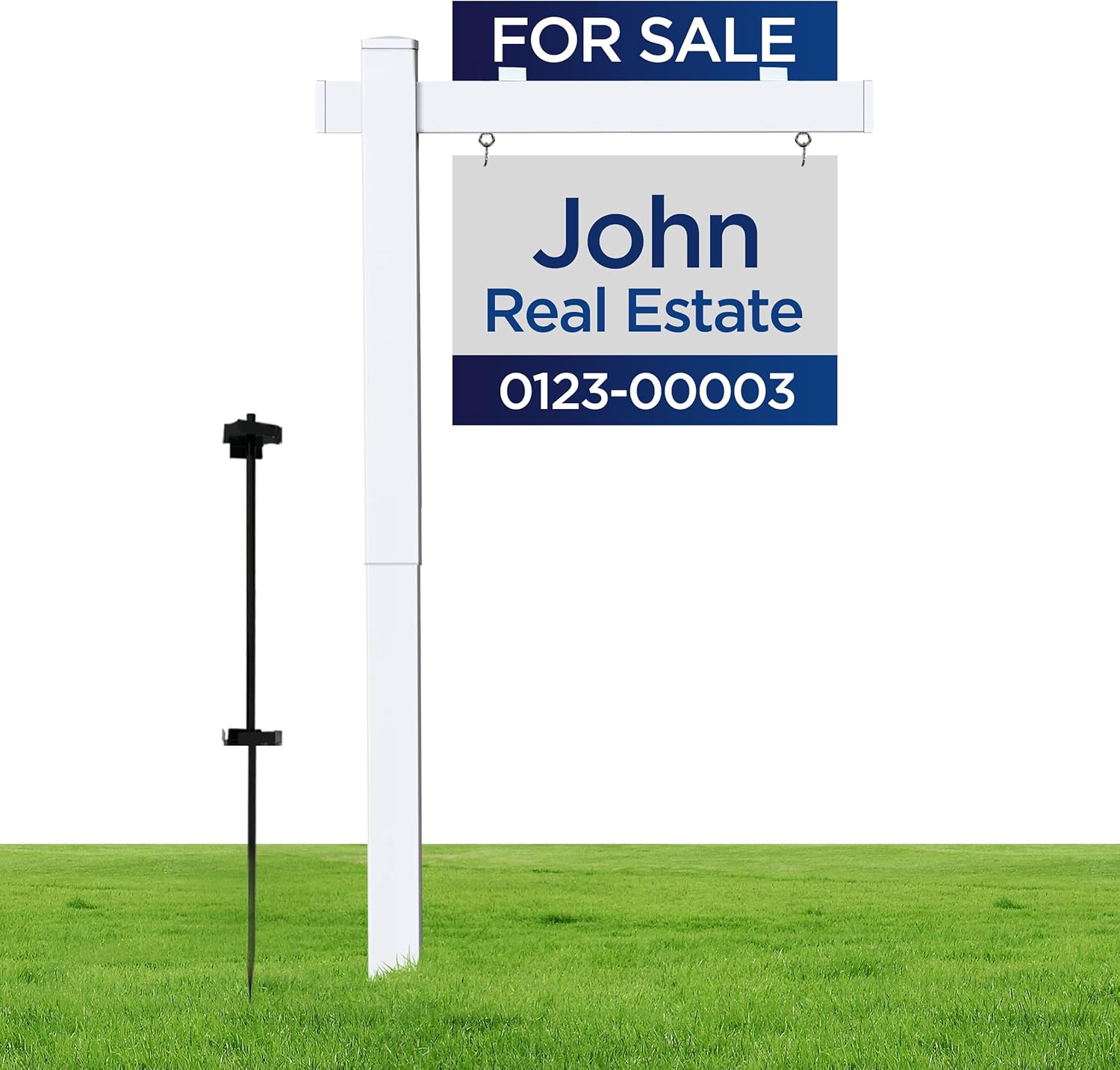 Real Estate Sign Posts Real Estate Signs Holder Realtor Sign Colonial Post 6ft Tall Made of Vinyl PVC Holds for Sale Yard Signs Up To 24 Inch White - 24 Inch