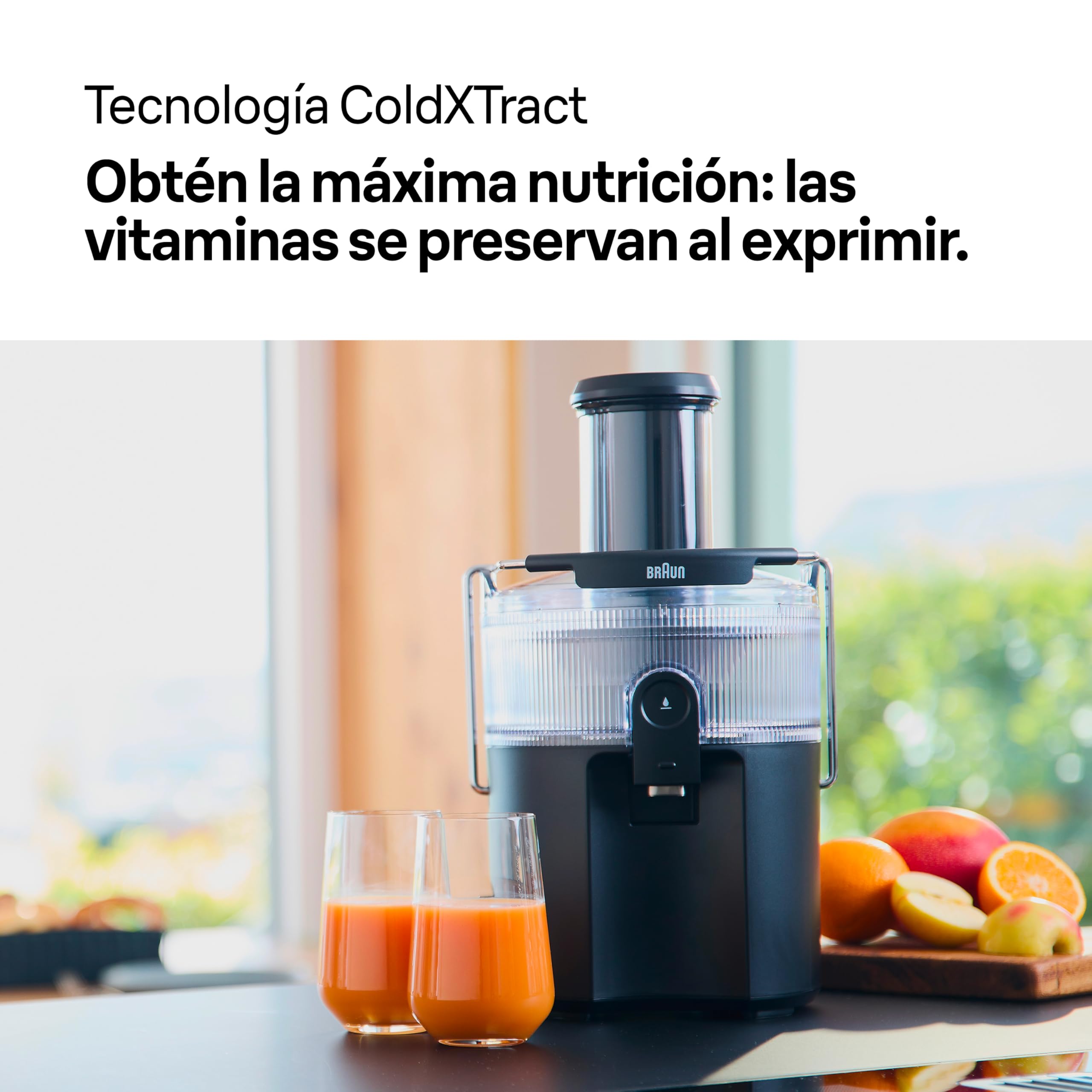 Braun MultiJuice 5 SJ5000, Licuadora Extractor con Tecnología ColdXtract, Boquilla de 75 mm, Recipiente de 1,5 l, Antigoteo, Sistema de Seguridad Cuádruple, Filtro de Acero Inoxidable, 800 W, Negro