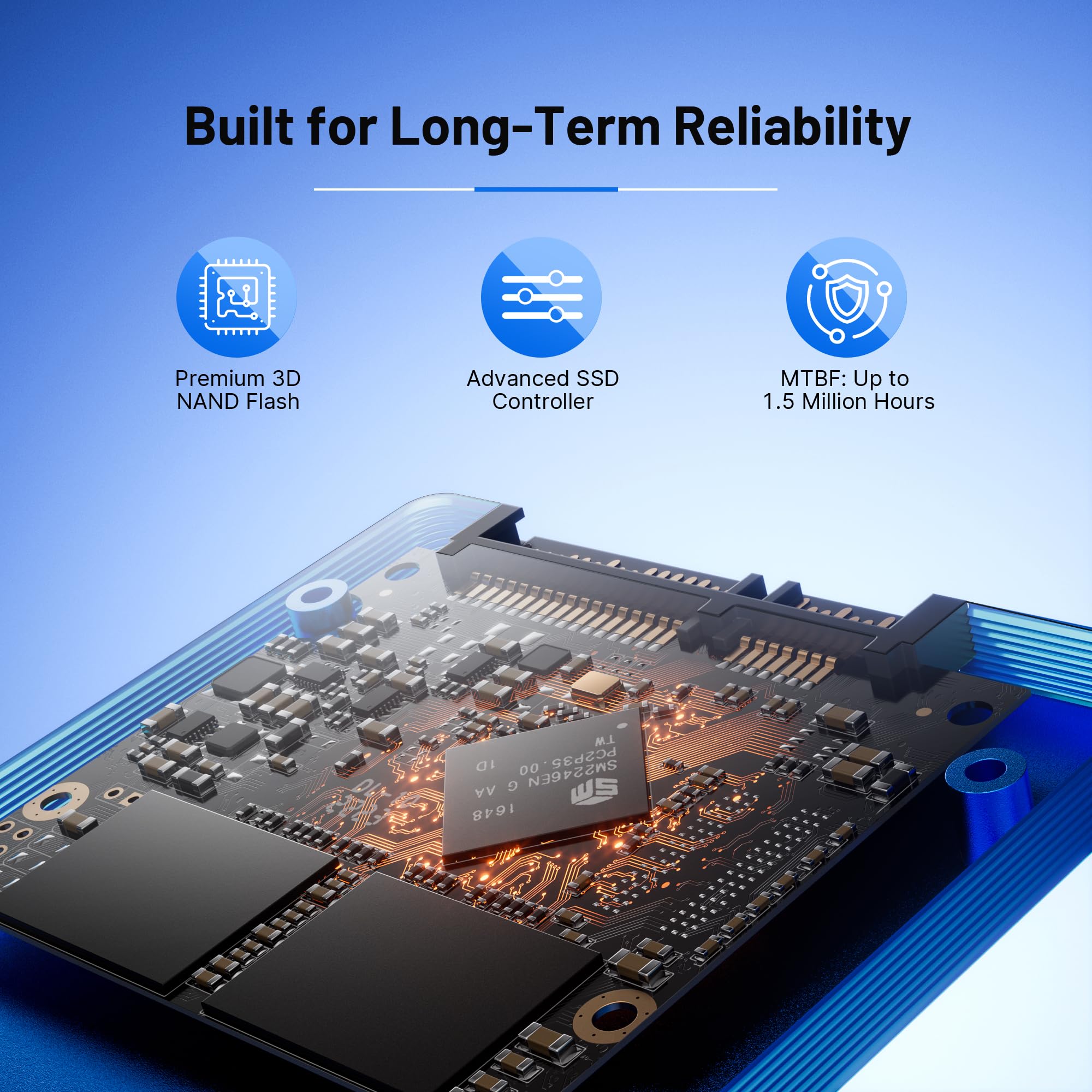 SSD SATA III da 2,5" da 1 TB, resistenza 568 TBW, NAND TLC 3D, fino a