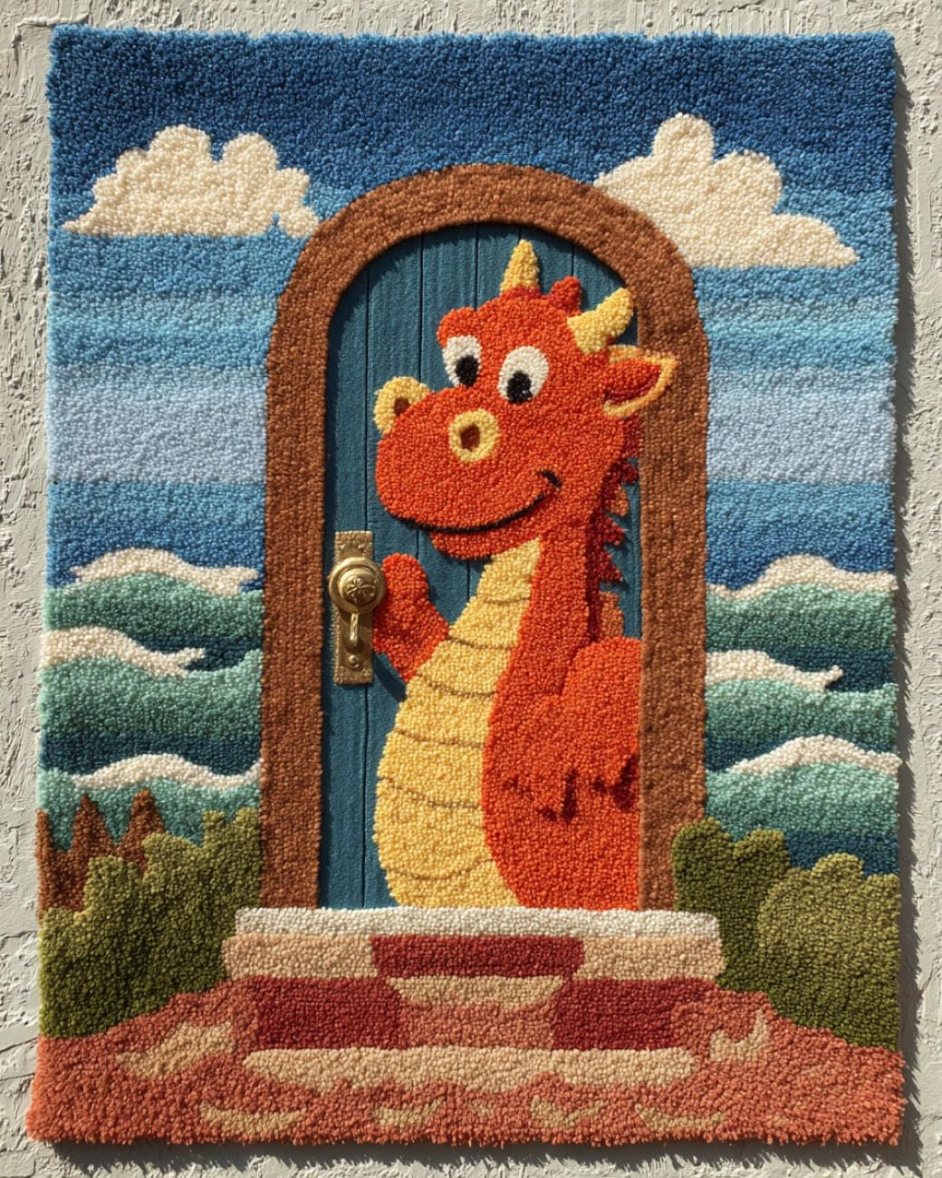 AMBATTERY Latch Hook Kits Carpet Cartoon Dragon 60x90cm
