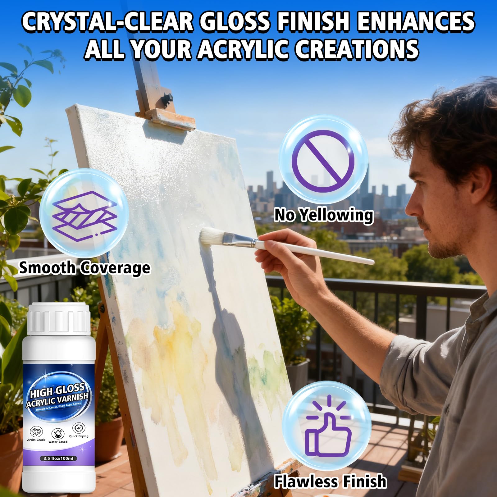 Gloss varnish for acrylic painting (10ML) — view 2