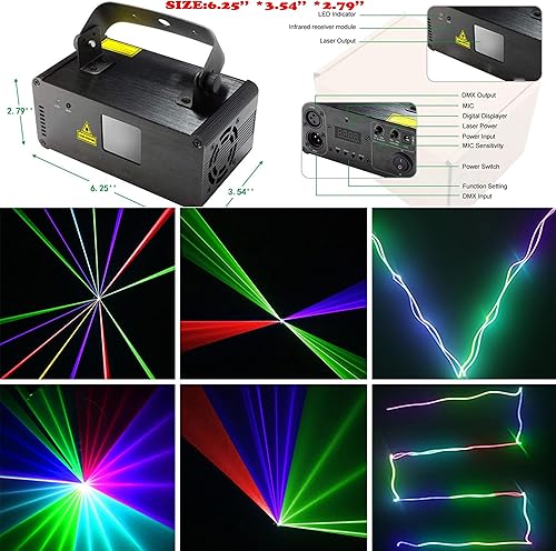 Miniatura 2 de Luces de fiesta láser RGB profesionales, luz de discoteca DJ activada por sonido, DMX512 Escáner de control remoto efecto de haz Lazer proyector