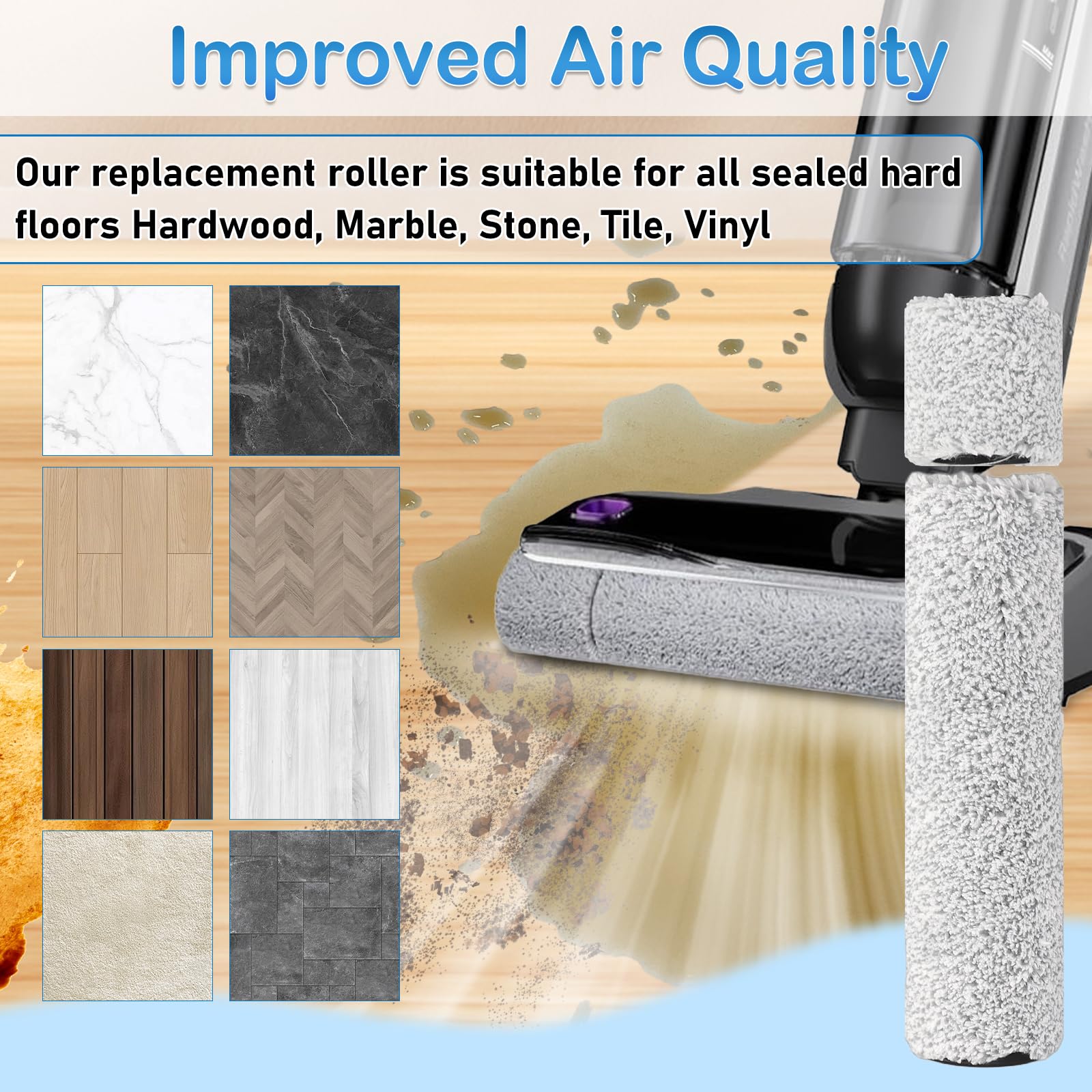 Rodillo de cepillo y filtro de repuesto compatibles con Eureka RapidWash 630