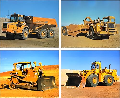 Impact Posters Gallery Caterpillar Truck Wall Decor Construction Wheel Loader Dump Dozer Picture 16x20 Cuatro Set Art Print Poster