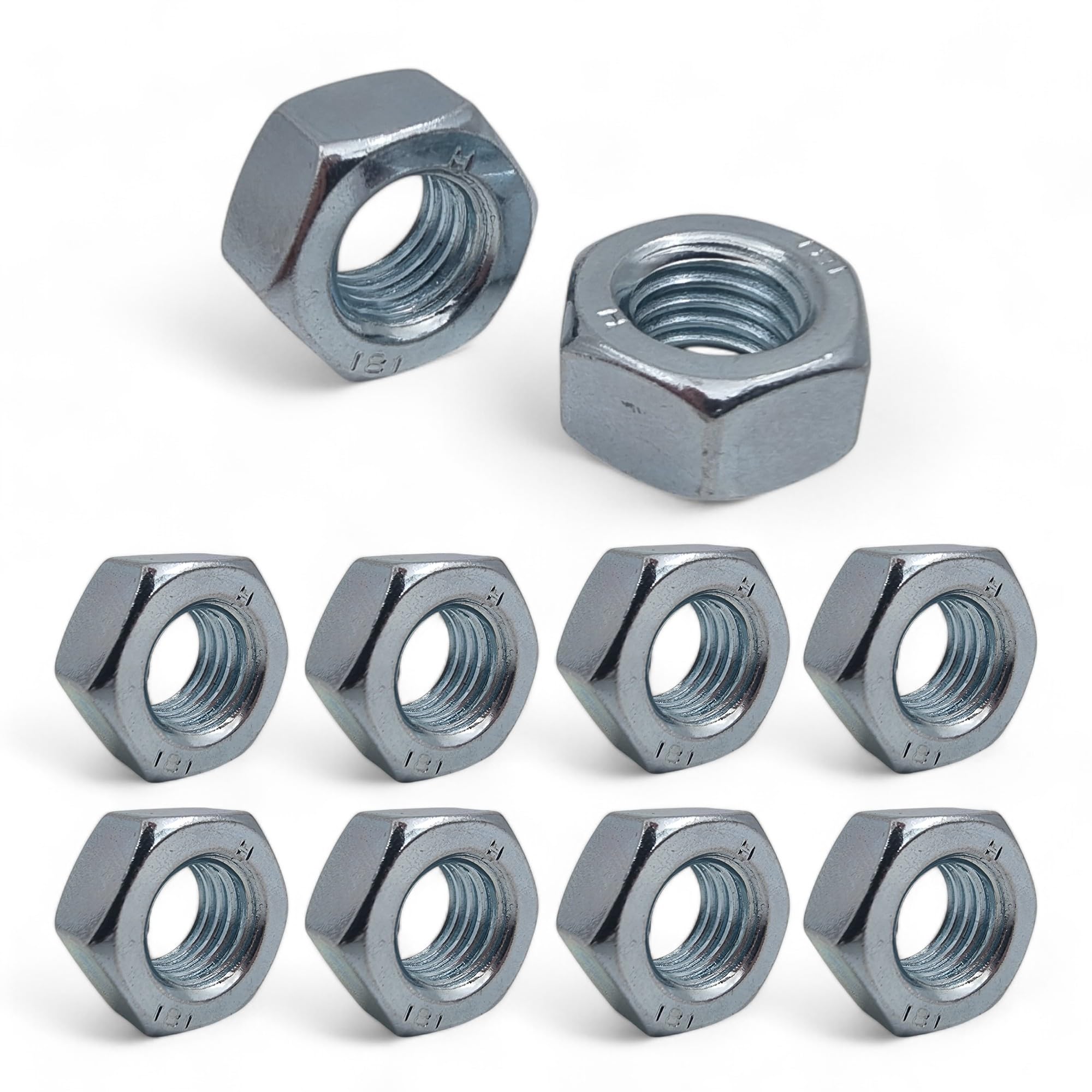 M5 (5mm) Hex Steel Nuts BZP Standard Thread - Pack of 10 — image 1