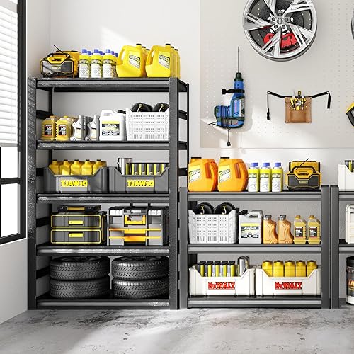 Miniatura 8 de SNTD Estantería de garaje resistente, estantes de almacenamiento ajustables para garaje, almacén, despensa y sótano, 27.56 pulgadas de ancho x 13.58
