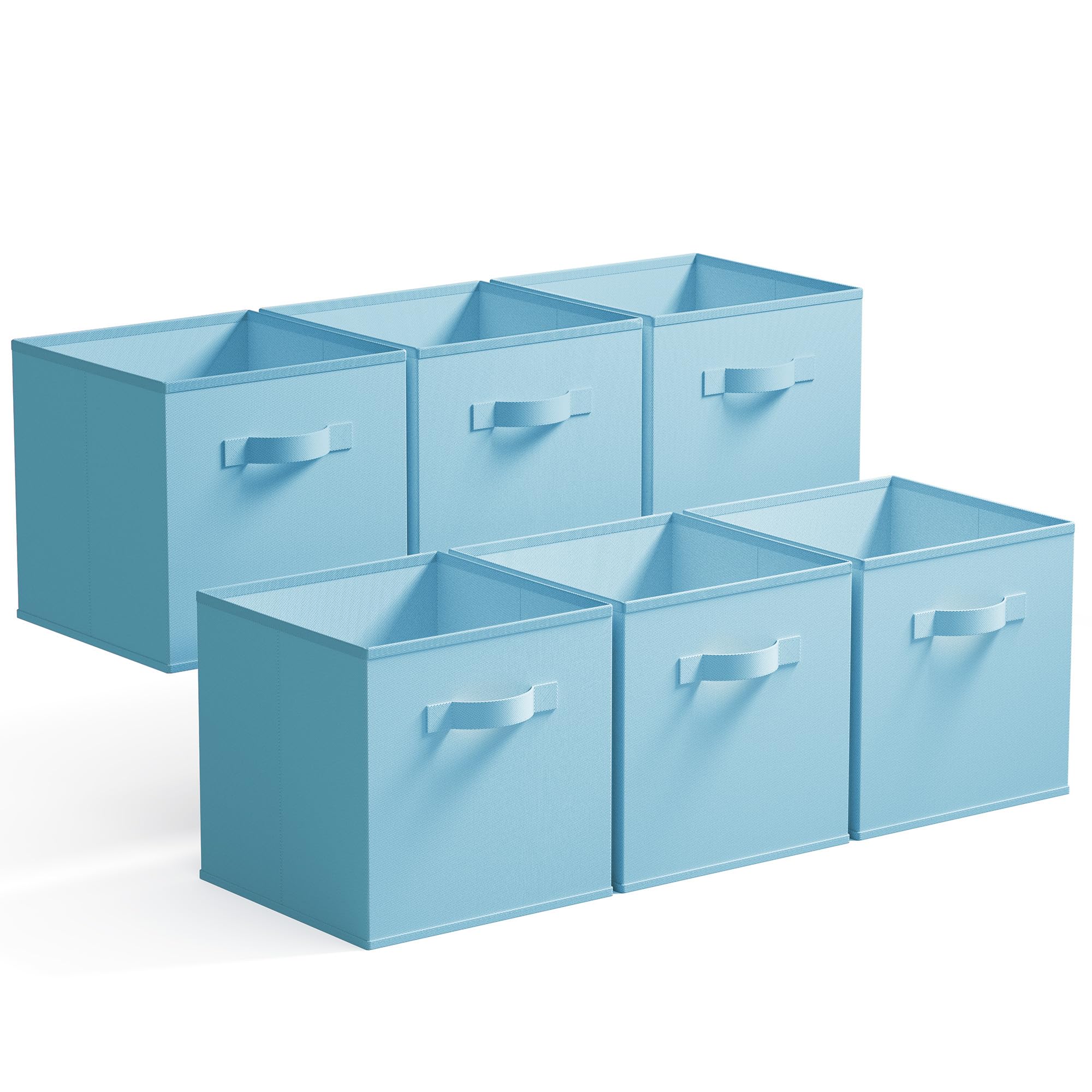 GRANNY SAYS Cube Storage Boxes, Pack of 6 Foldable Storage Cubes 27x27, Square Baskets for Shelves, Decorative Kallax Cube Boxes for Organising Craft Supplies, Light Blue