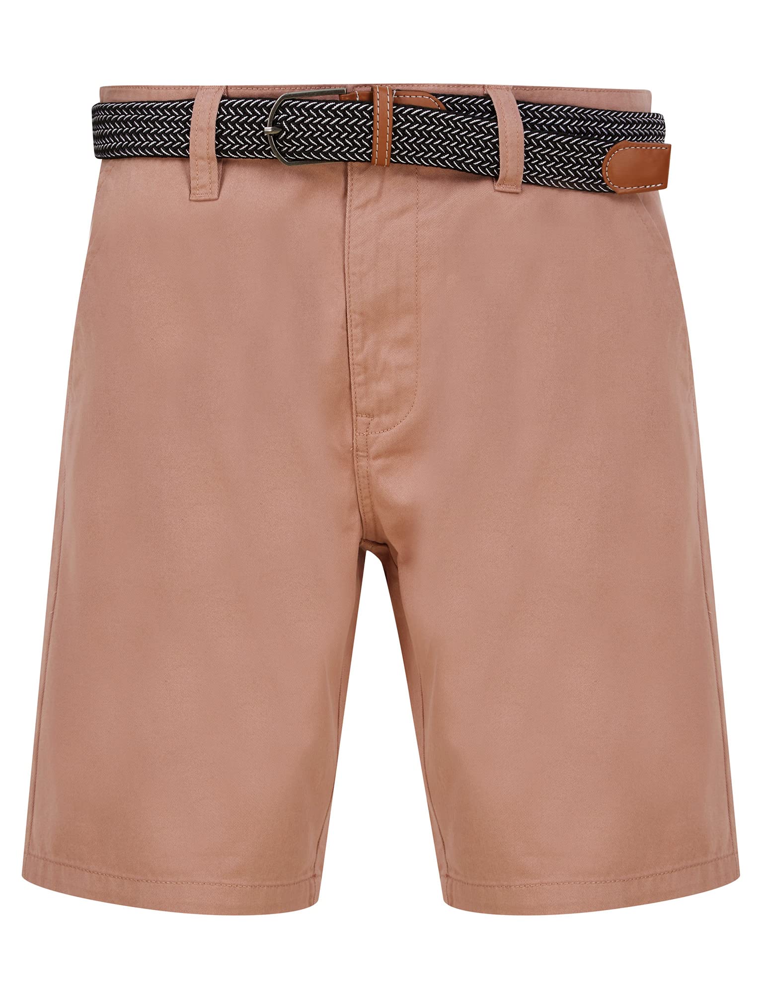 Tokyo Laundry Men's Gustavo Cotton Twill Chino Shorts with Woven Belt Dusty Pink