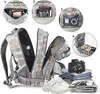 Vista 2 de Mochila táctica militar de camuflaje gris de 45 L, paquete de asalto Molle de 3 días, mochila grande para hombres, senderismo al aire libre
