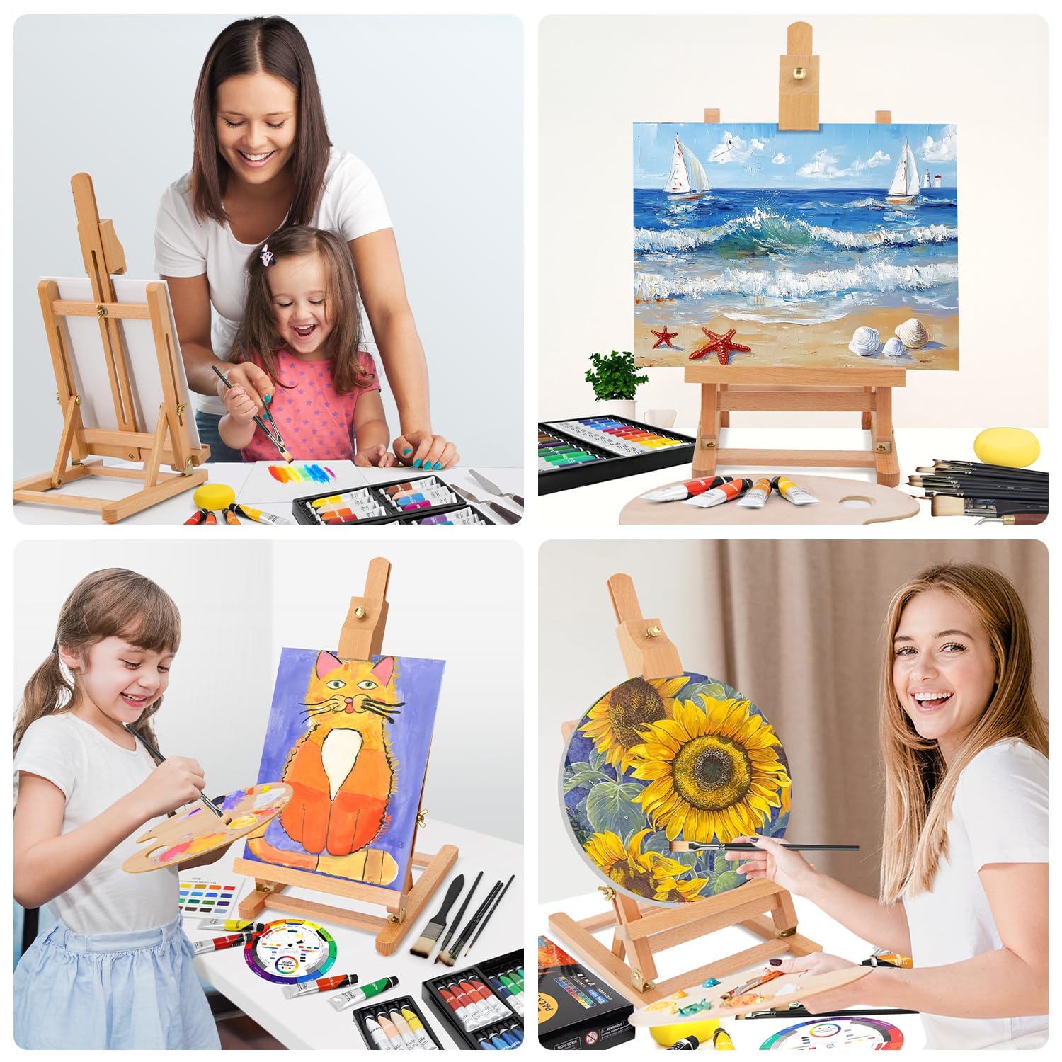 ARTALLY Acrylfarben-Set mit Tischstaffelei, 32 Farben, 69-teiliges Kunst-Set, Leinwandplatten, Pinsel, Malzubehör für Künstler