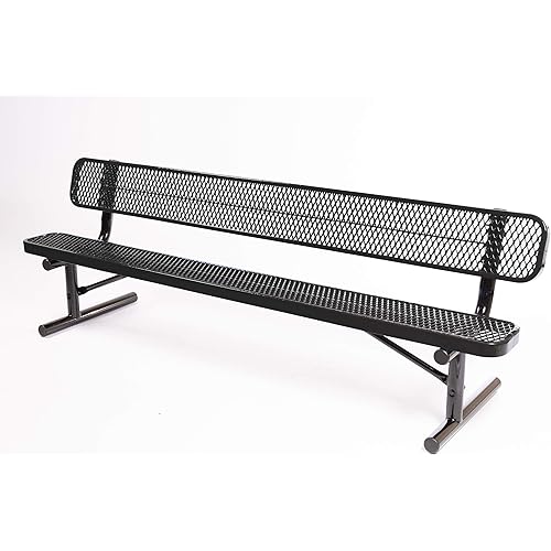 Coated Outdoor Furniture B8WBP-BLK Park Bench Back, 8 Feet, Black