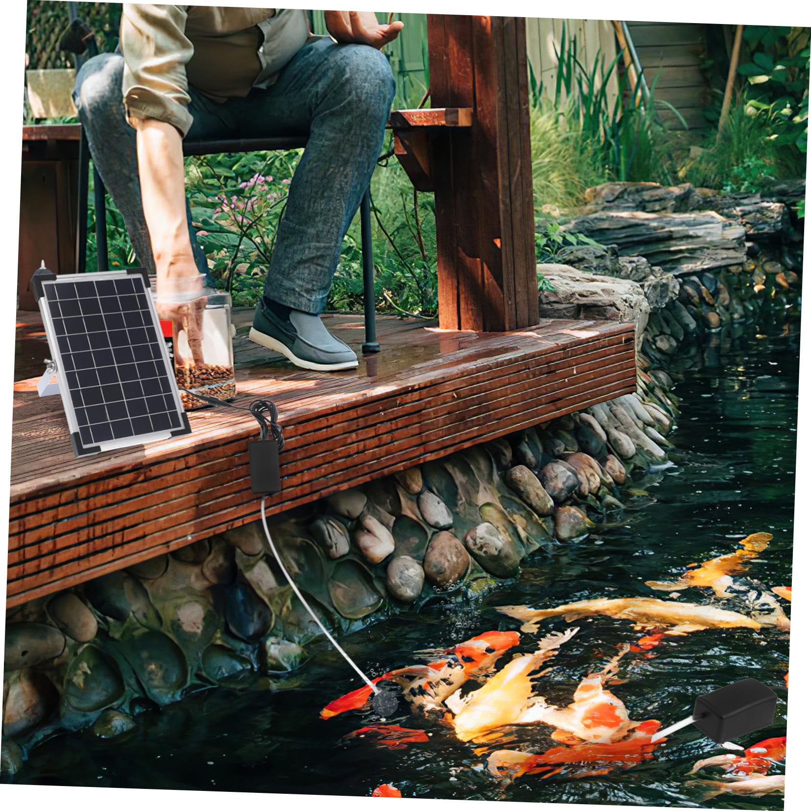 ifundom Bomba Solar De Oxígeno para Estanques De Peces Bomba De Aire para Aireador De Oxígeno para Peceras para De Agua