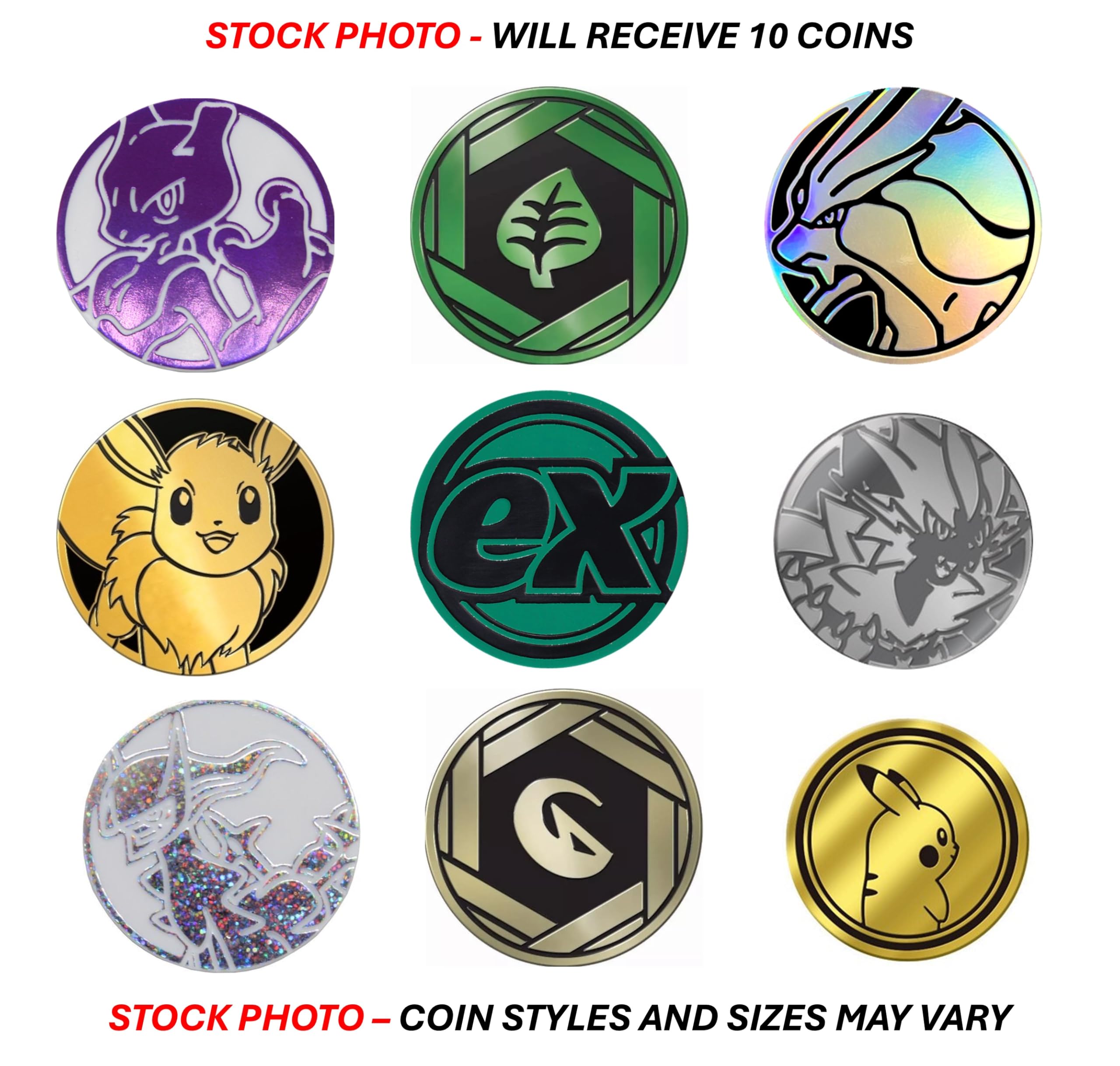 Pokémon - 10 Assorted Gaming Coins - Plastic Metallic - Tabletop