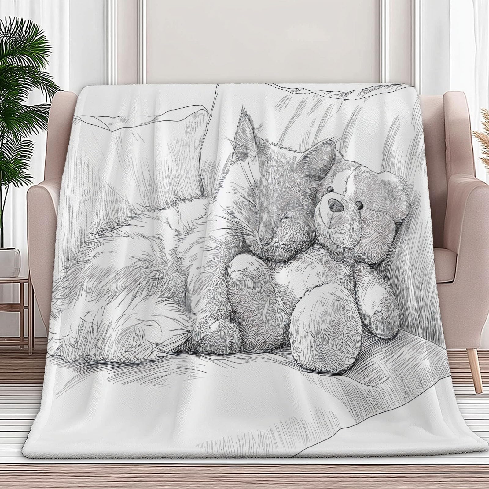 Plaid couverture polaire flanelle douce pour jeté de canapé gris