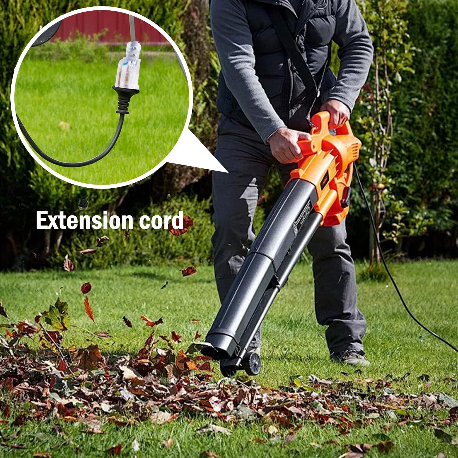 Cable de extensión para interiores y exteriores, resistente a la intemperie con extremo iluminado, certificado UL, calibre 10, 12 pies, gris 3 clavijas, cable de alimentación 10/3 SJTW 15A