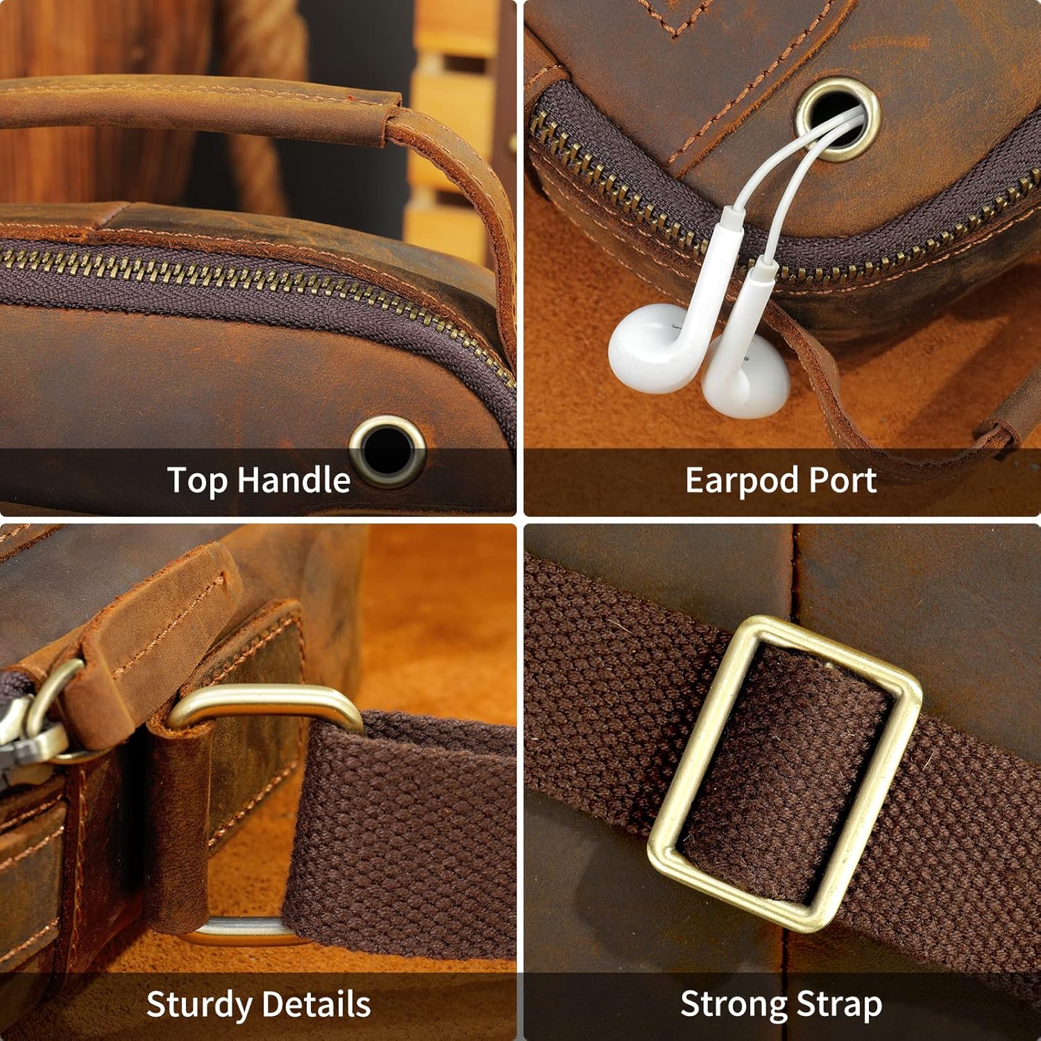 NIUCUNZH Genuine leather man purse mens crossbody sling bag small messenger shoulder Satchel
