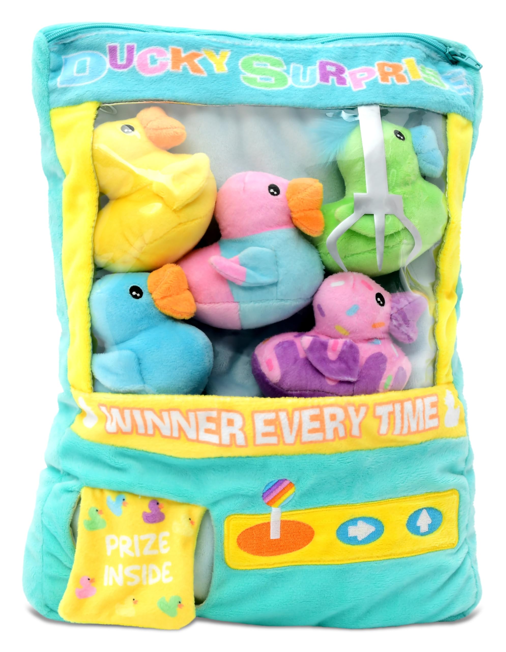 iscream Just Ducky Claw Machine Fleece 6-Piece Play Pillow Set with Embroidered Accents