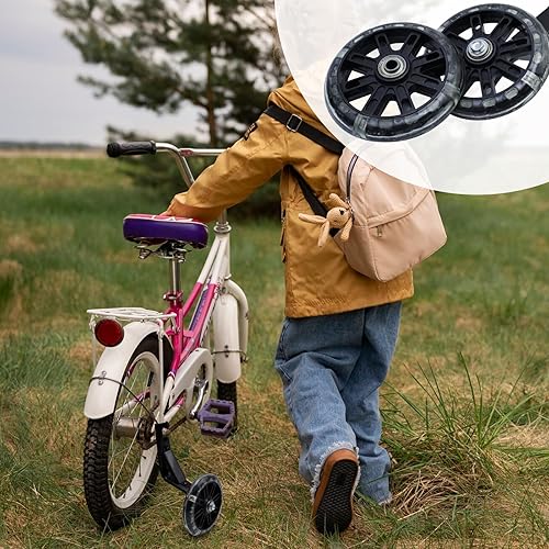 Miniatura 5 de Par de ruedas auxiliares de bicicleta para niños, accesorios para bicicletas de 12 "14" 16", ruedas de entrenamiento flash