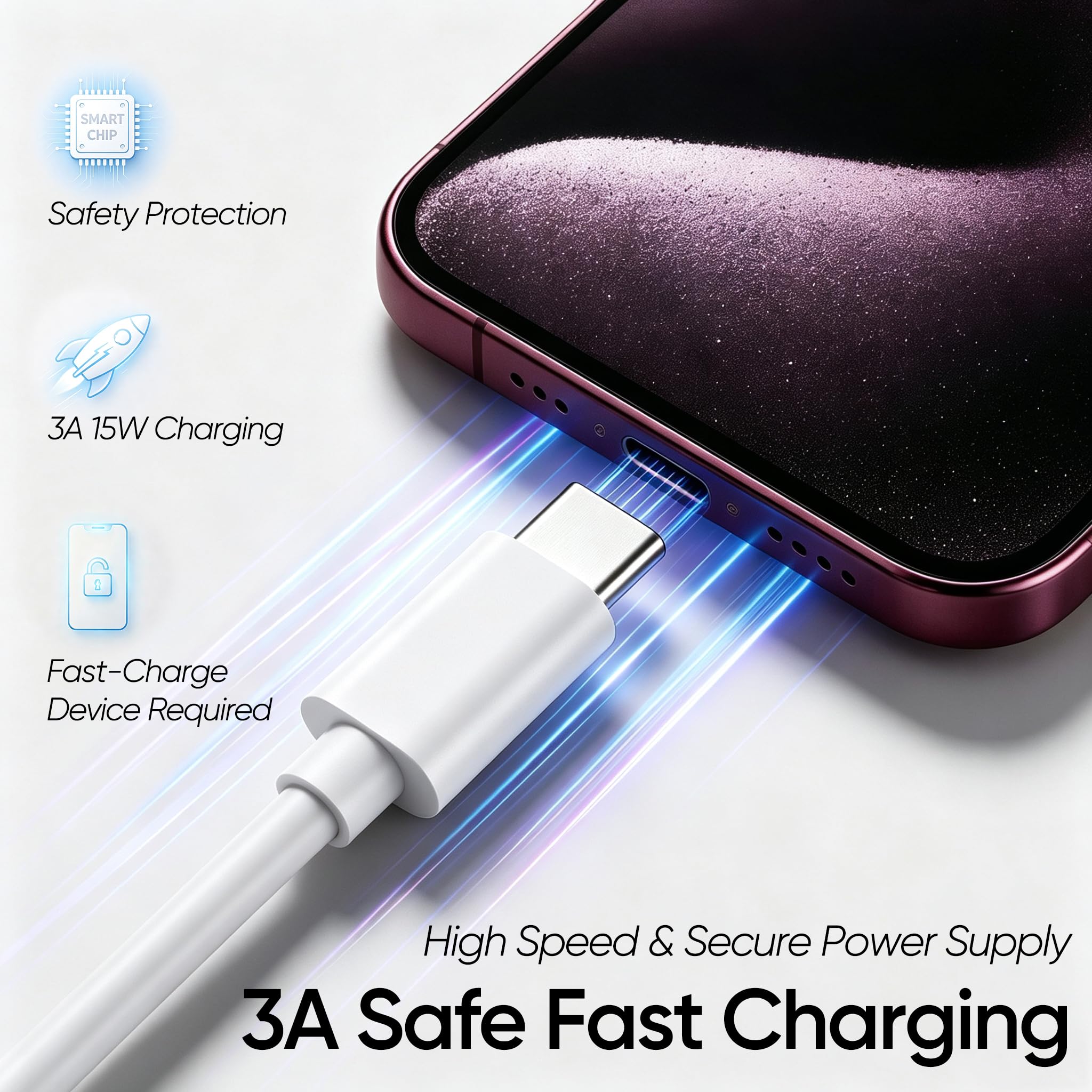 Cavo da USB A a USB C, 3 m, confezione da 10, cavo di ricarica rapida da