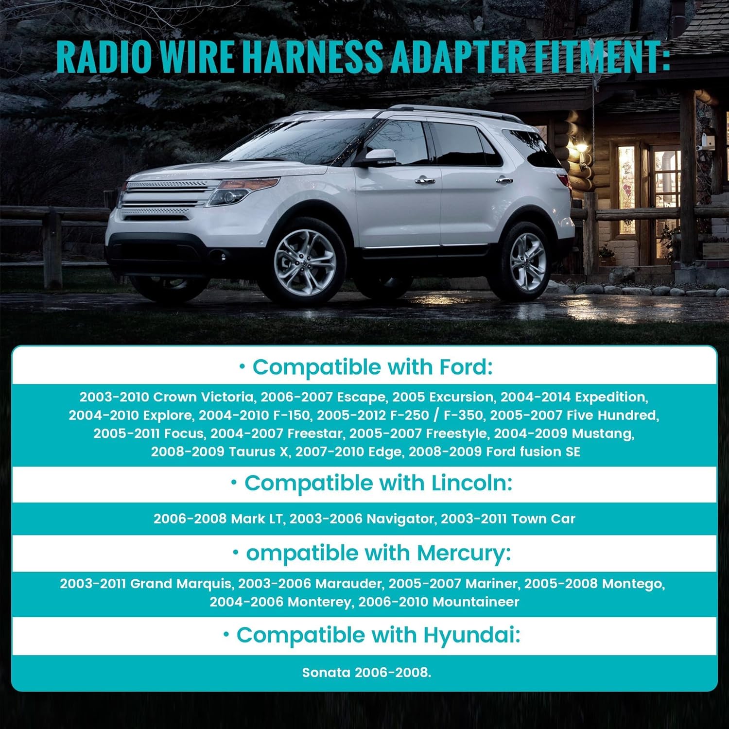 Compatibility list for Ford, Lincoln, Mercury, and Hyundai vehicles