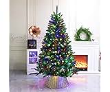 Prelit Christmas Tree Artificial Hinged Xmas Tree with Stand,Multicolor Lights,Decorated for Home Holiday,6FT