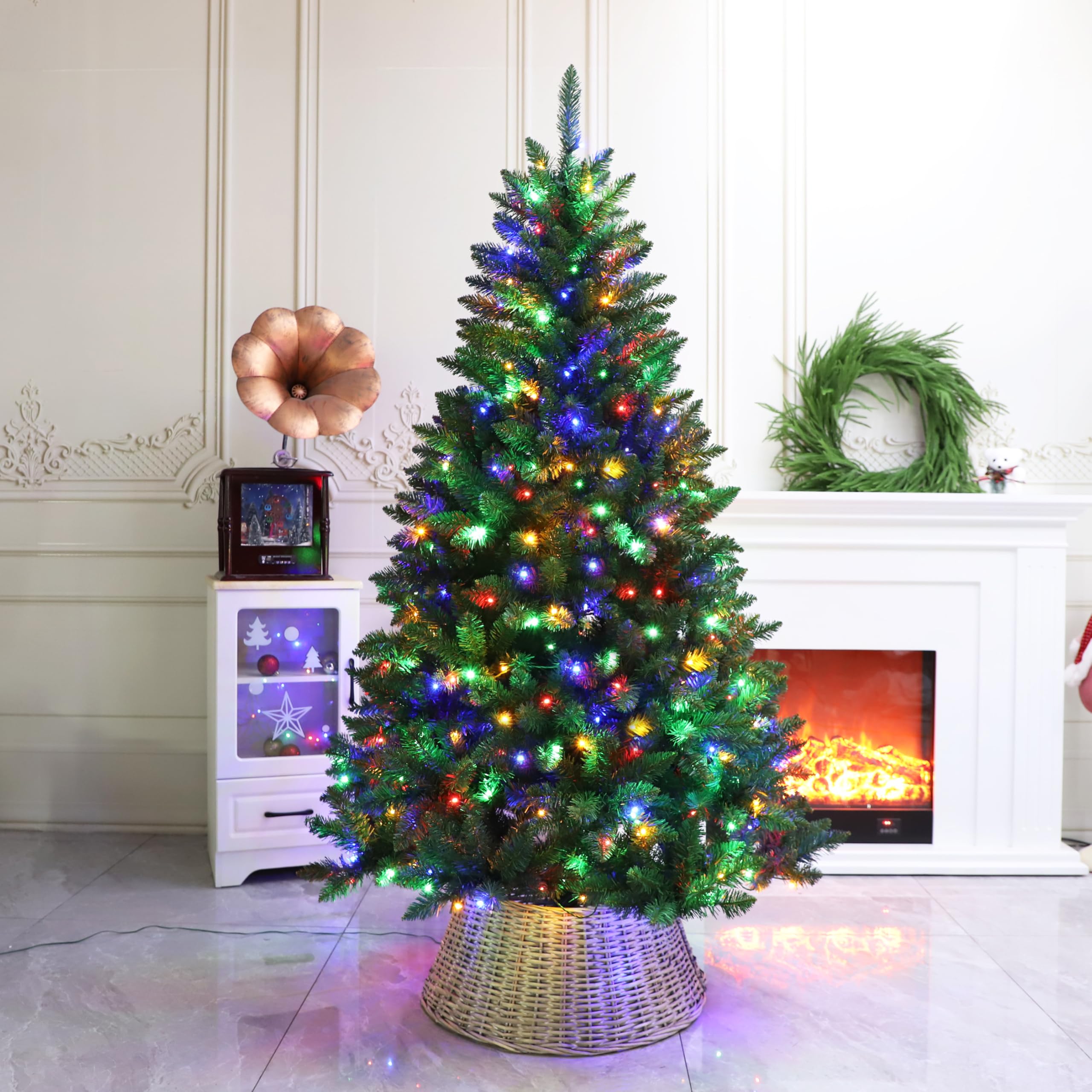 Prelit Christmas Tree Artificial Hinged Xmas Tree with Stand