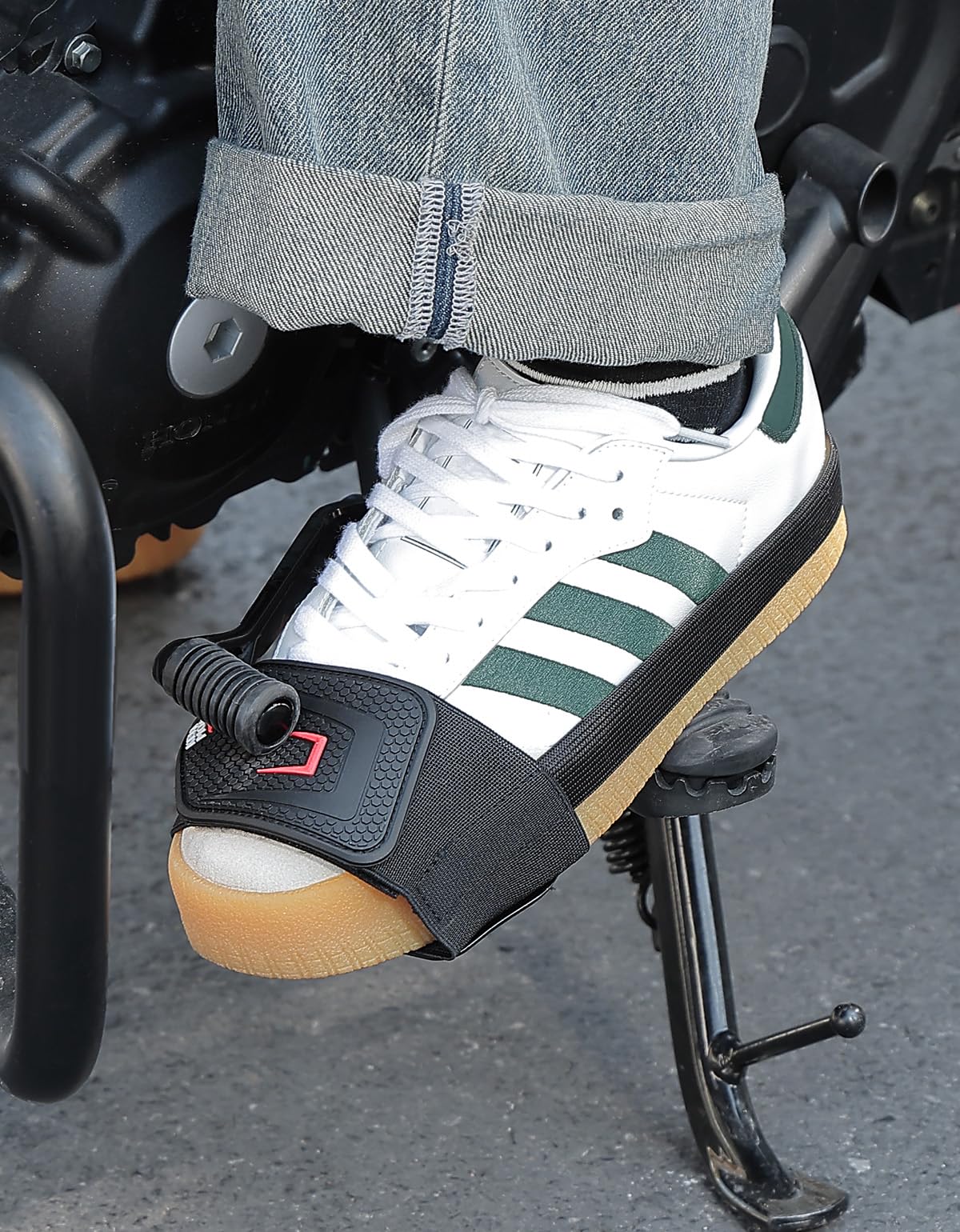 KEMIMOTO Protezione Scarpe Moto, 2 Pezzi Universale Proteggi Scarpa Motociclo con Fascia Elastica Regolabile, Copriscarpe Moto Antiscivolo del Cambio per Tutte le Scarpe