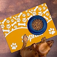 Vista 3 de Alfombrillas personalizadas de piel sintética para comida y agua, antideslizante e impermeable para nombre/foto, tapete personalizado