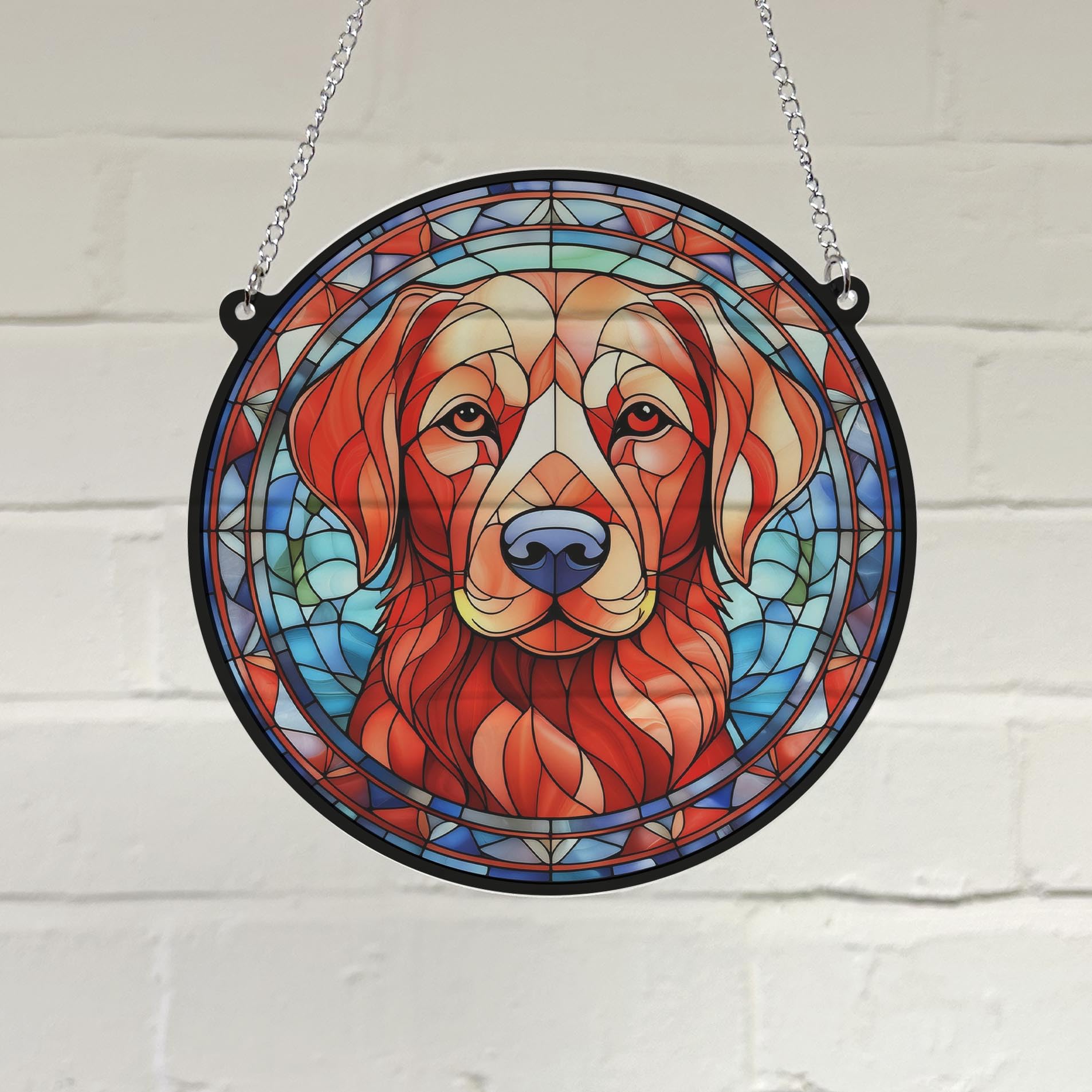Labrador Fox Red Stained Glass Effect Suncatcher - Garden Gift - Dog Gift - Pet Memorial (13cm), Brown, Orange - Image 3