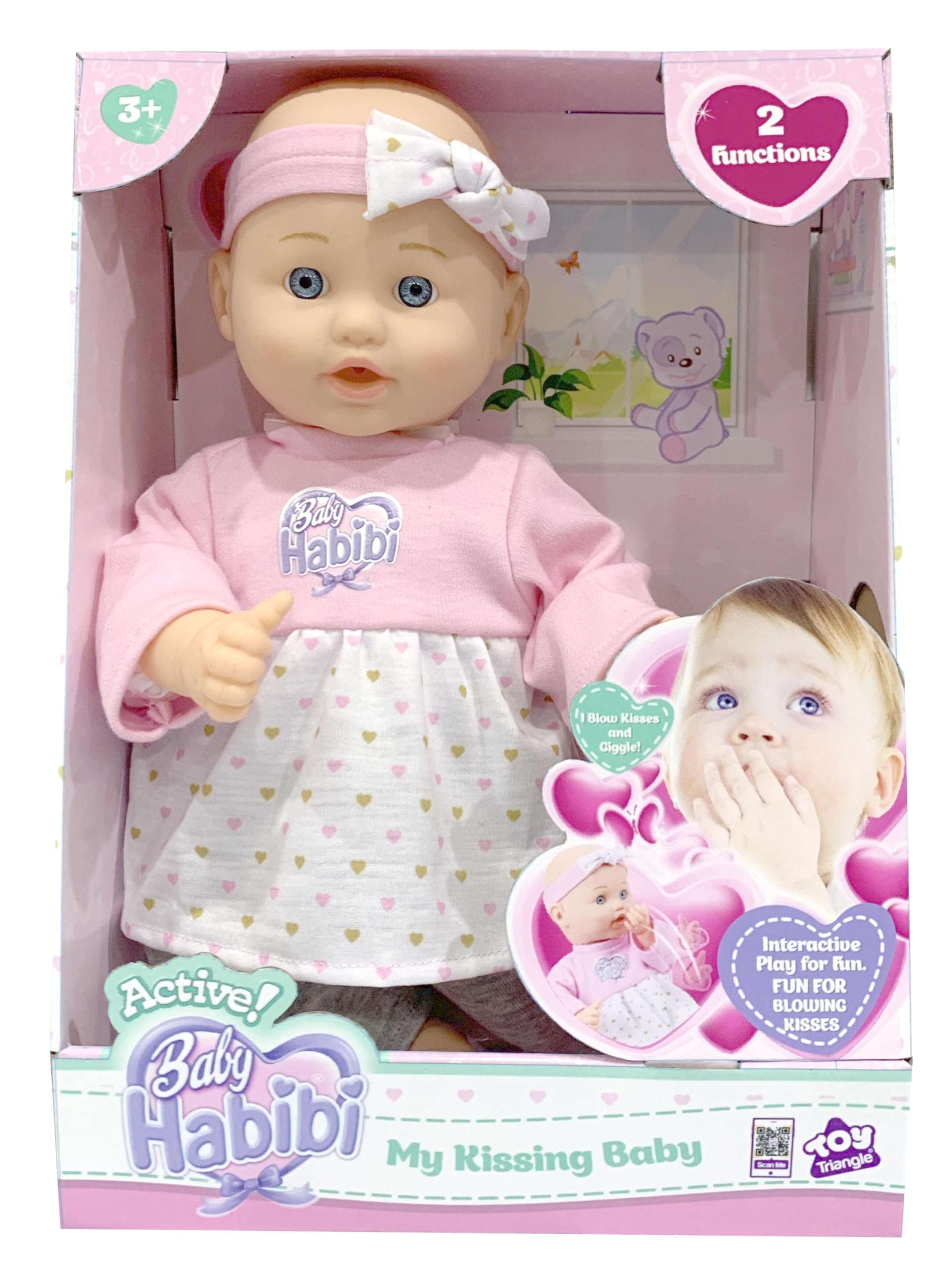 Realistic Kissing Baby Doll 14inch with Sound & Expressions, Blows Kisses & Giggles, Realistic Music, Movable Features & Removable Trendy Outfit, for Girls 3+