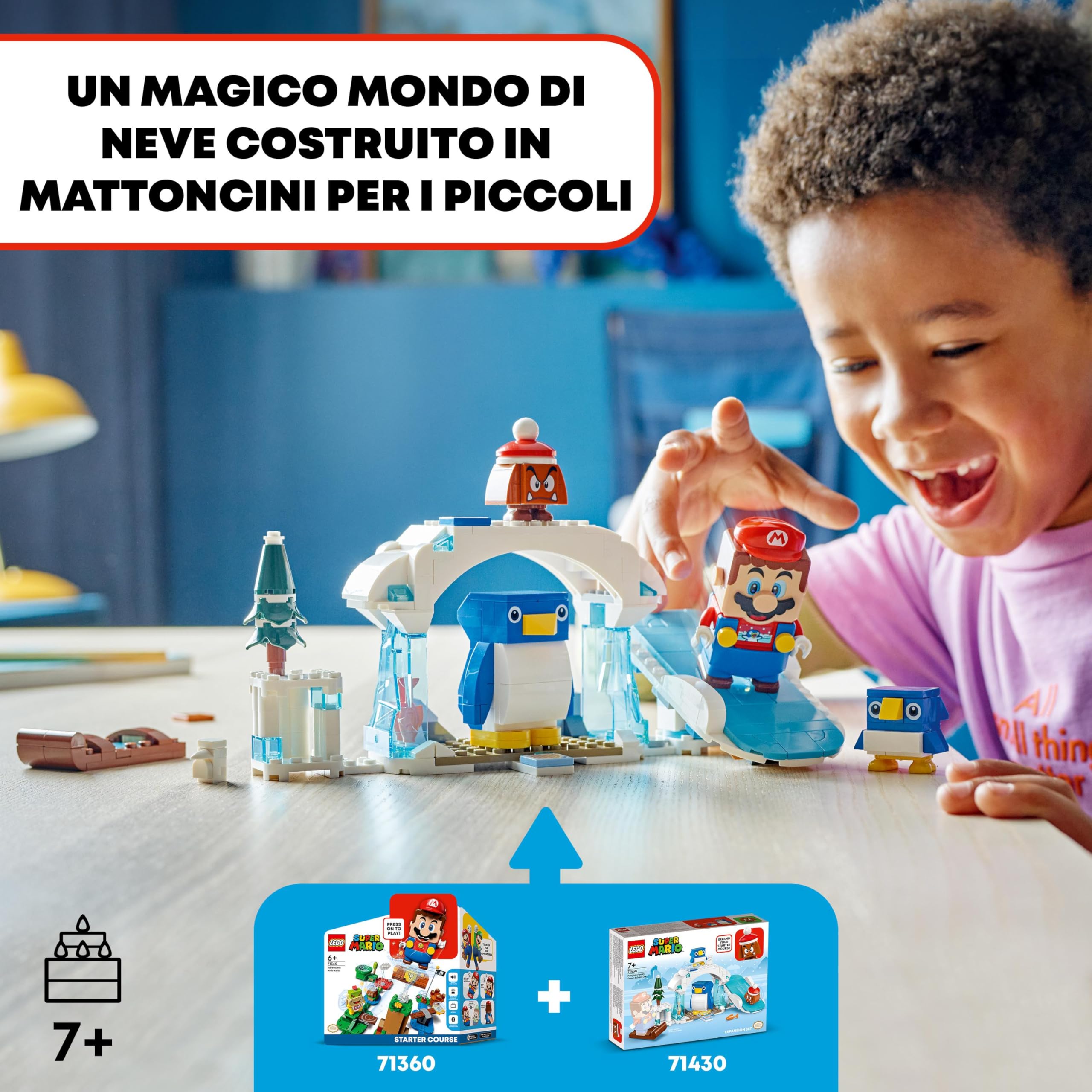 LEGO Super Mario Pack di Espansione La Settimana Bianca della Famiglia Pinguotto, Giochi da Collezione per Bambini da 7 Anni con 3 Personaggi, Regalo per Gamer da Abbinare a Uno Starter Pack 71430