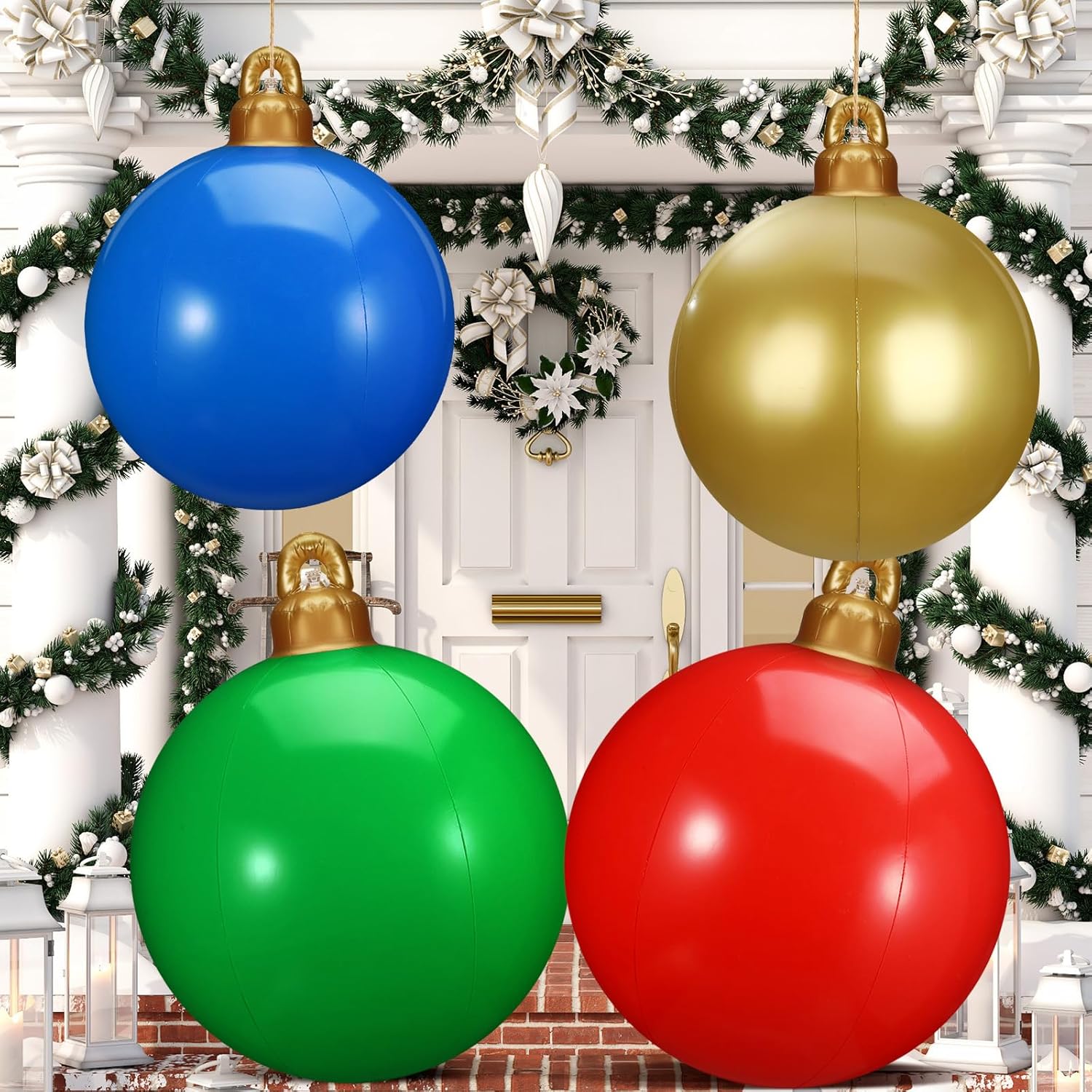 Jetec 4 Pcs Inflatable Christmas Ball Ornaments 18 Inch 24