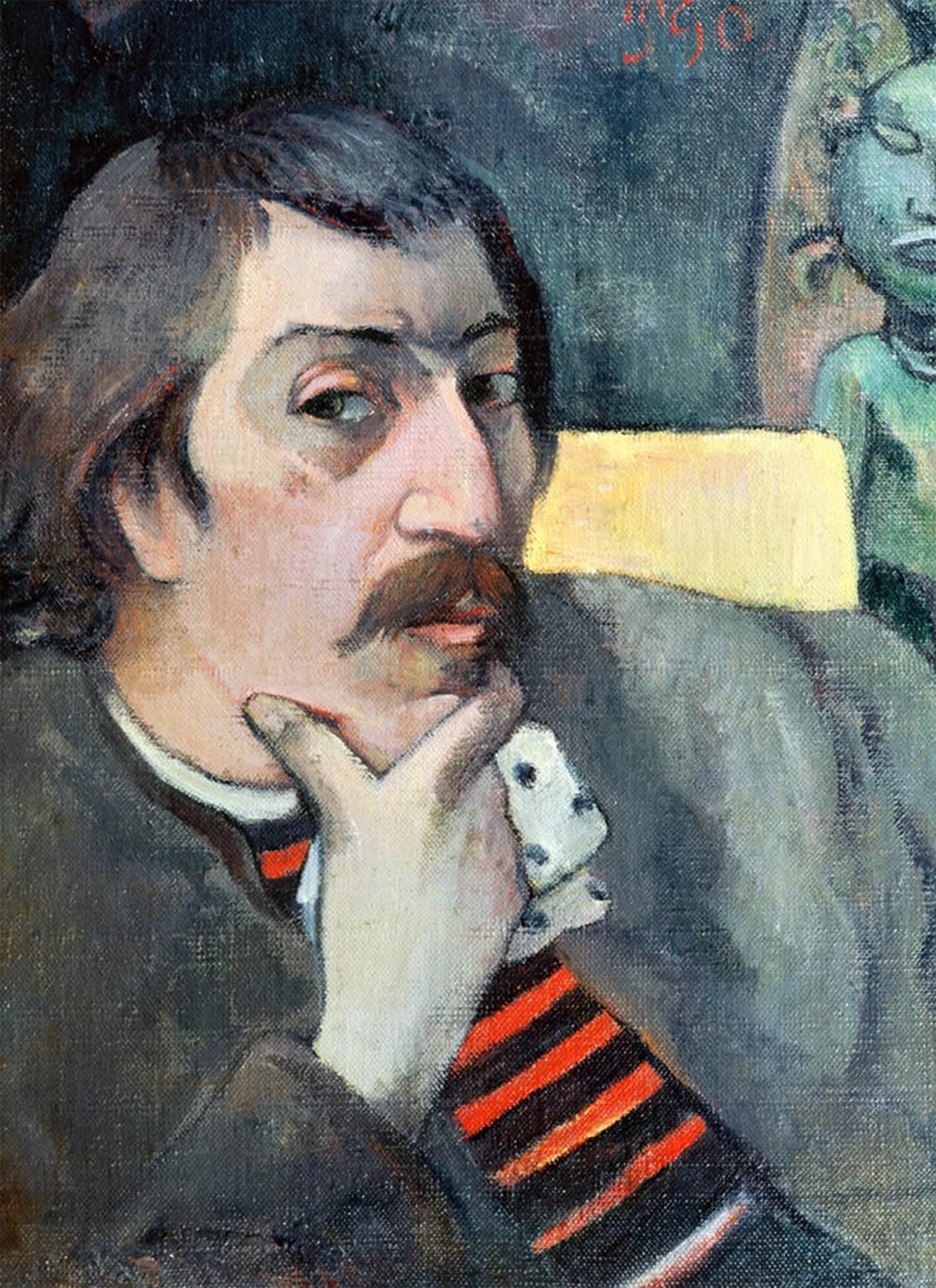 HRJUBWREE Retro Picture Art Painting Wall Poster Portrait of the Artist with the Idol by Paul Gauguin Vintage Art Print for Home Decor 60x90cm