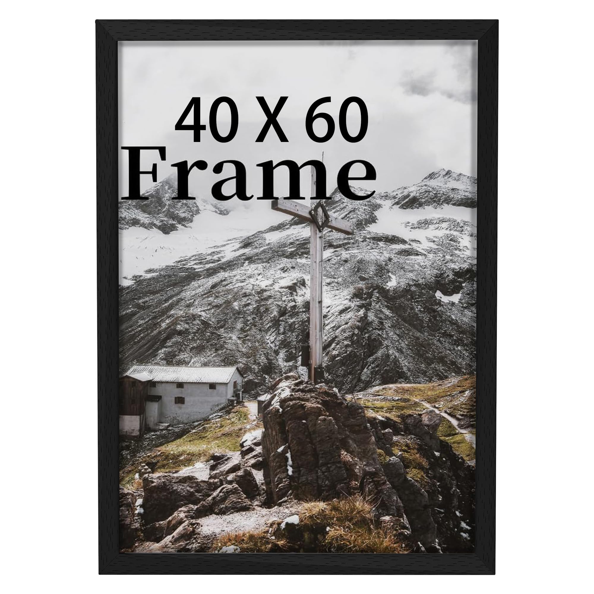 COMPOLICY Picture Frame – Black Wooden Frame with Clear Acrylic Glass- Wall Mounting to Hang Portrait or Landscape (Black, 40x60cm-1pack) — image 1