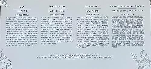 Crabtree And Evelyn Set de terapia de manos de 4 piezas de .9 onzas cada uno, crema de loción de manos de agua de rosas, lavanda, lirio, pera y
