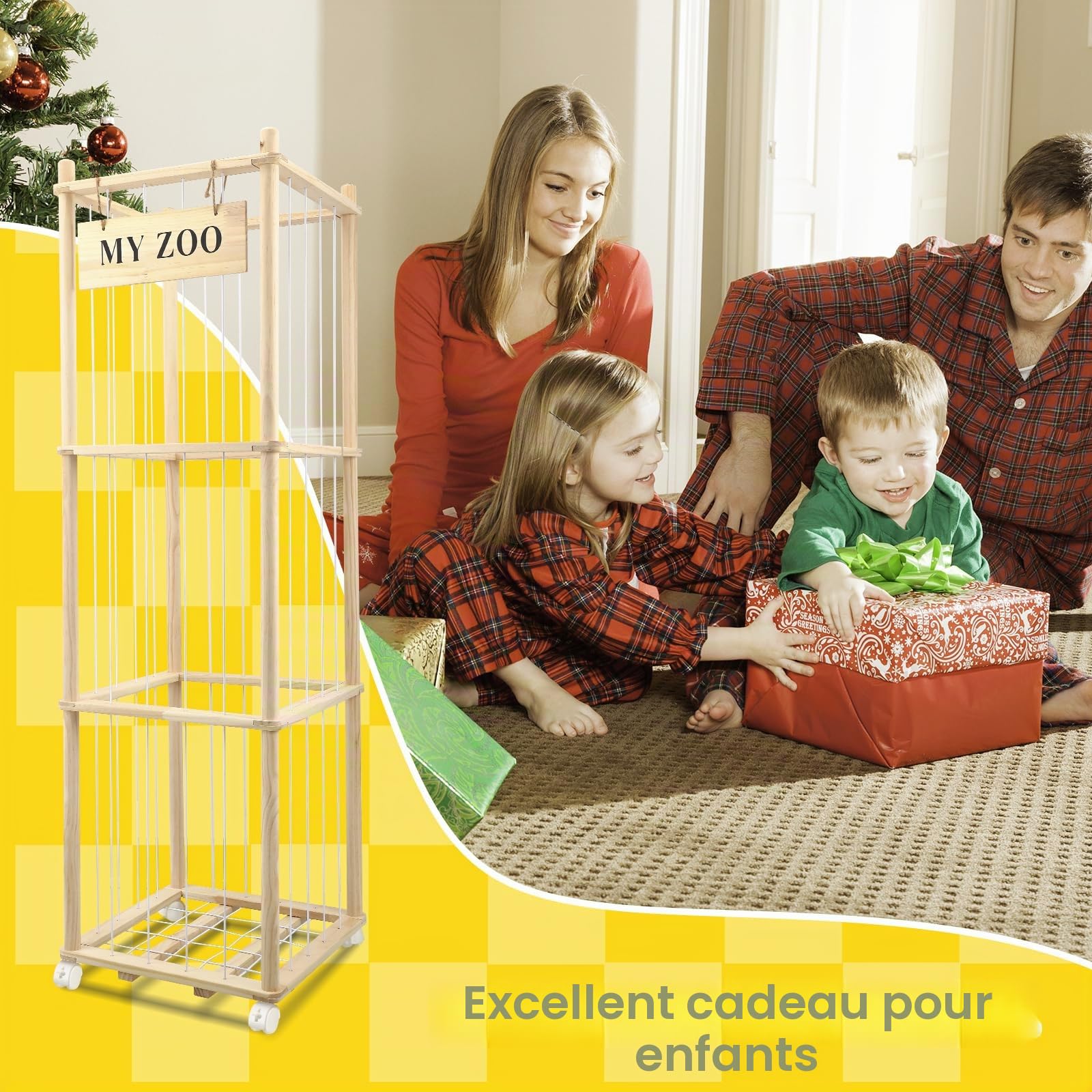 Rangement Peluche, Rangement Peluche Chambre Enfant De Freins 360° Grande Capacité, Range Peluche, économiser de L'espace, pour Salle de Jeux, Crèche, Chambre à Coucher, Chambre, 137 X 41 X 41 CM