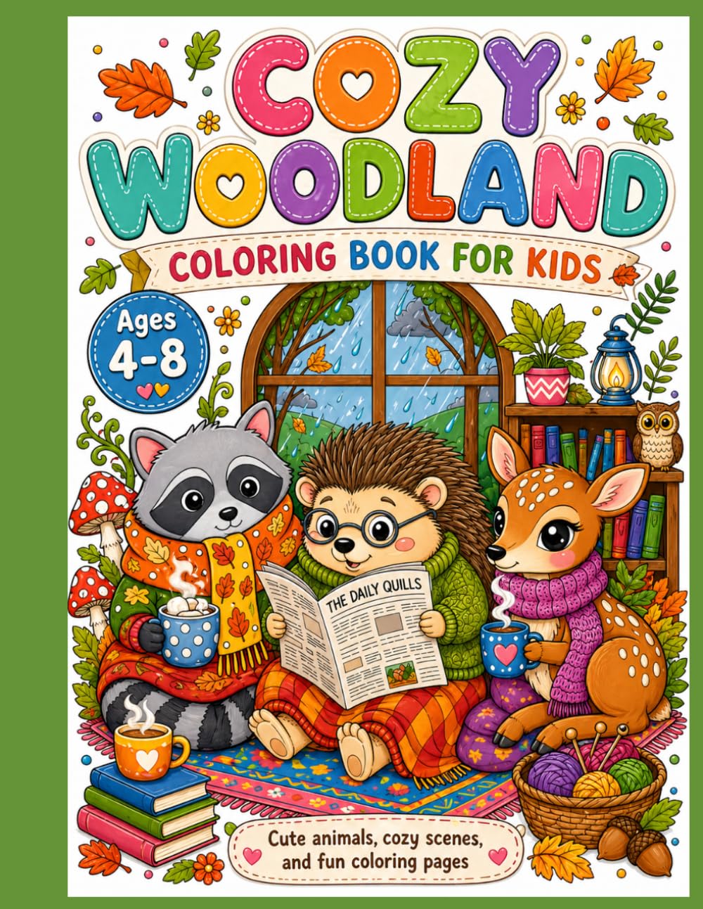 Cozy Wood land coloring book | Ages 4 to 8 years: cute animals, cozy scenes, and fun coloring pages