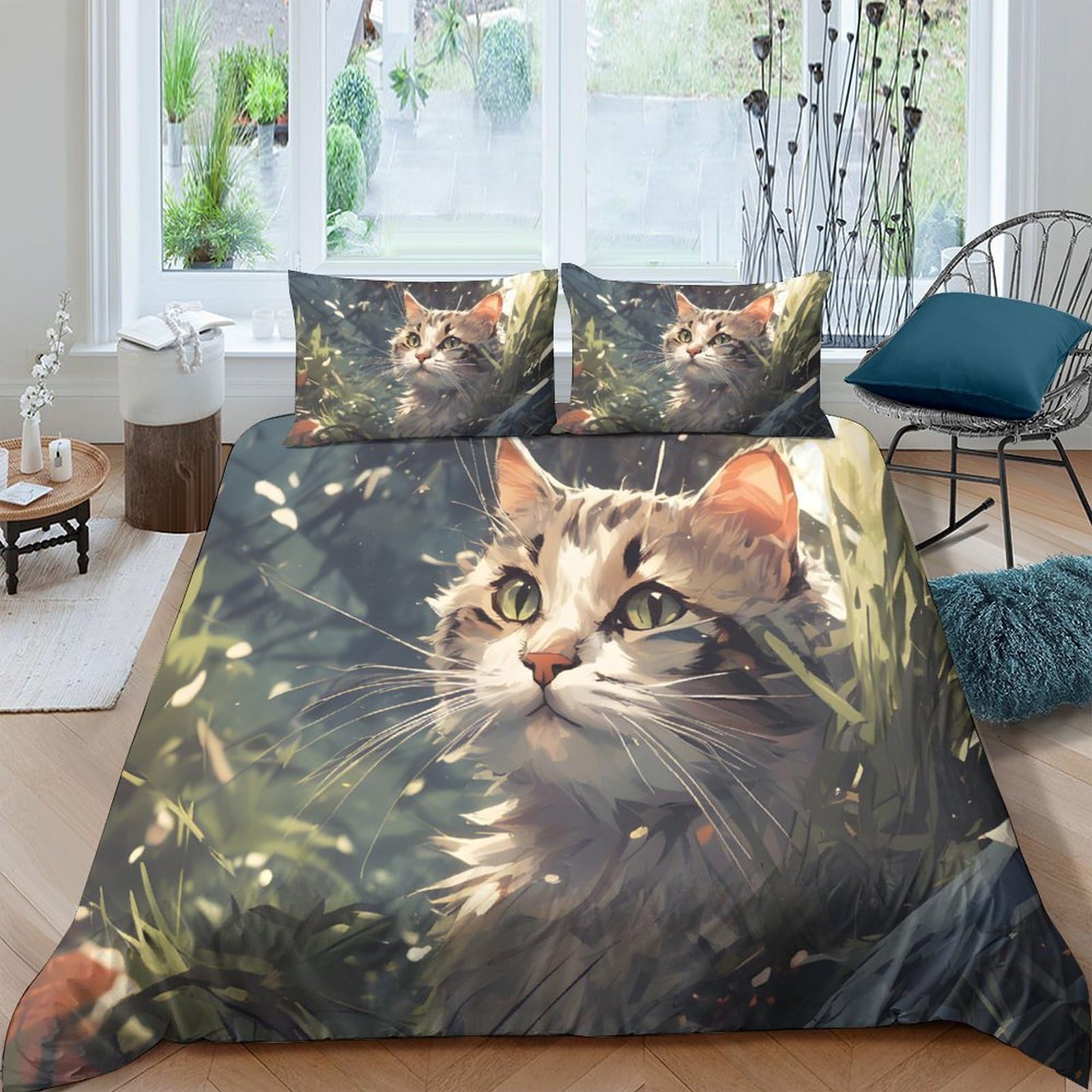 Housse de couette 3D chat imprimé en microfibre de qualité supérieure 220x240