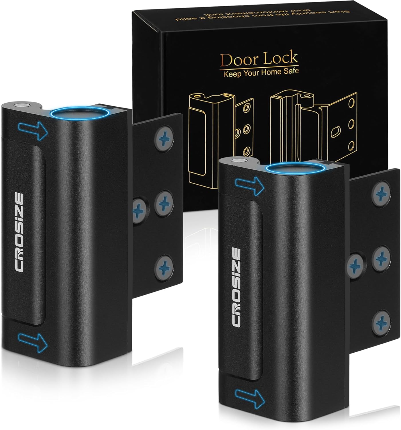 Home Security Door Locks 2 Pack, Metal Door Reinforcement Locks for Childproof, 3" Withstands