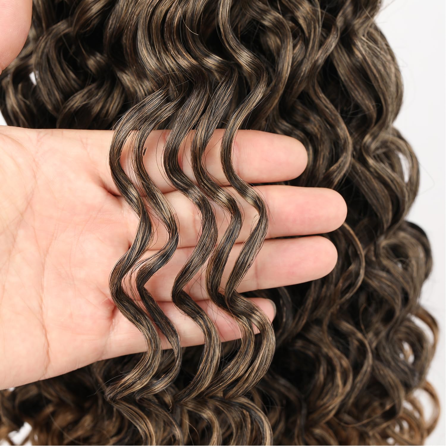 Mscat GoGo Curl Crochet Hair - 14 Inch Curly, Ocean Wave & Beach Curl Water Wave Deep Twist - 8 Packs Ombre Crochet Hair Extensions - Image 4