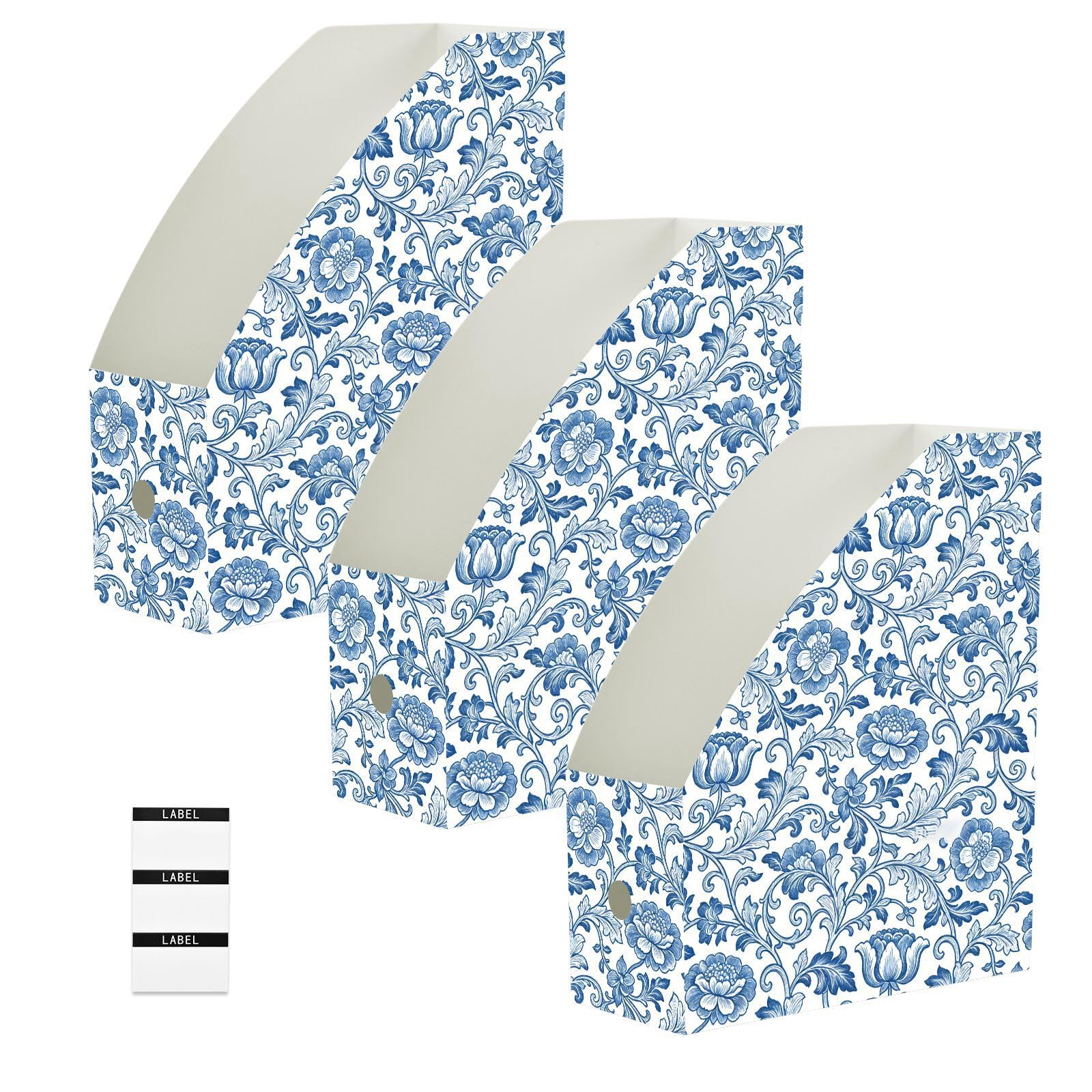 Range-revues pliable lot de 3 classeurs de rangement pour magazines bureau et école blanc