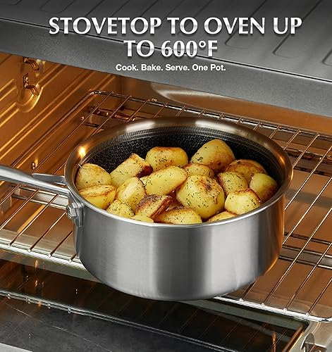 Miniatura 6 de KOCH SYSTEME CS Juego de cacerolas antiadherentes híbridas de acero inoxidable, juego de 6 piezas de cacerolas de acero inoxidable de triple capa