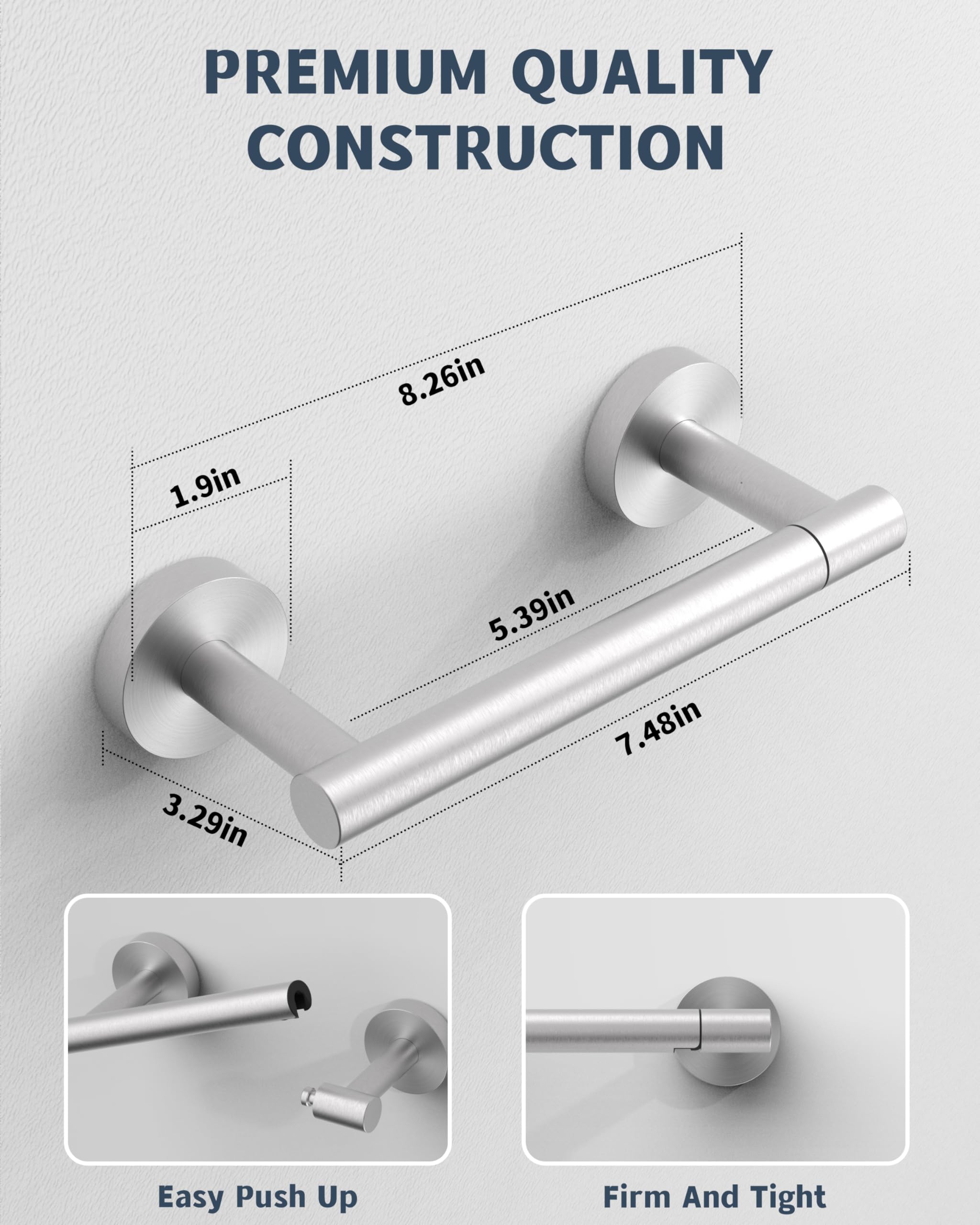 RARXTR Bathroom Toilet Paper Holder Wall Mount SUS304 Stainless Steel Double Post Pivoting Toilet Paper Roll Holder Wall Mounted for Bathroom RV Commercial Toilet Tissue Dispensers, Brushed Nickel — Amazon image 5